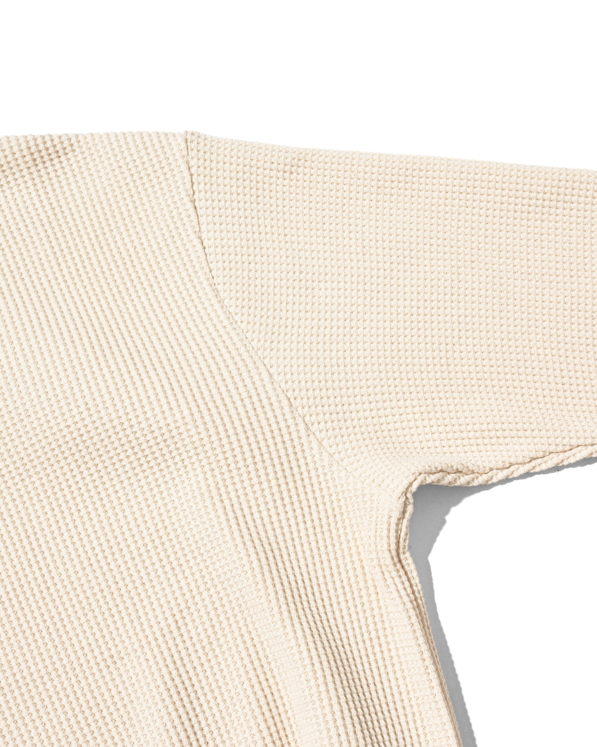 【10.28 WED 20:00- IN STOCK】 THERMAL HENLEY NECK L/S T-SHIRT WITH DRAWSTRINGS (IVORY)