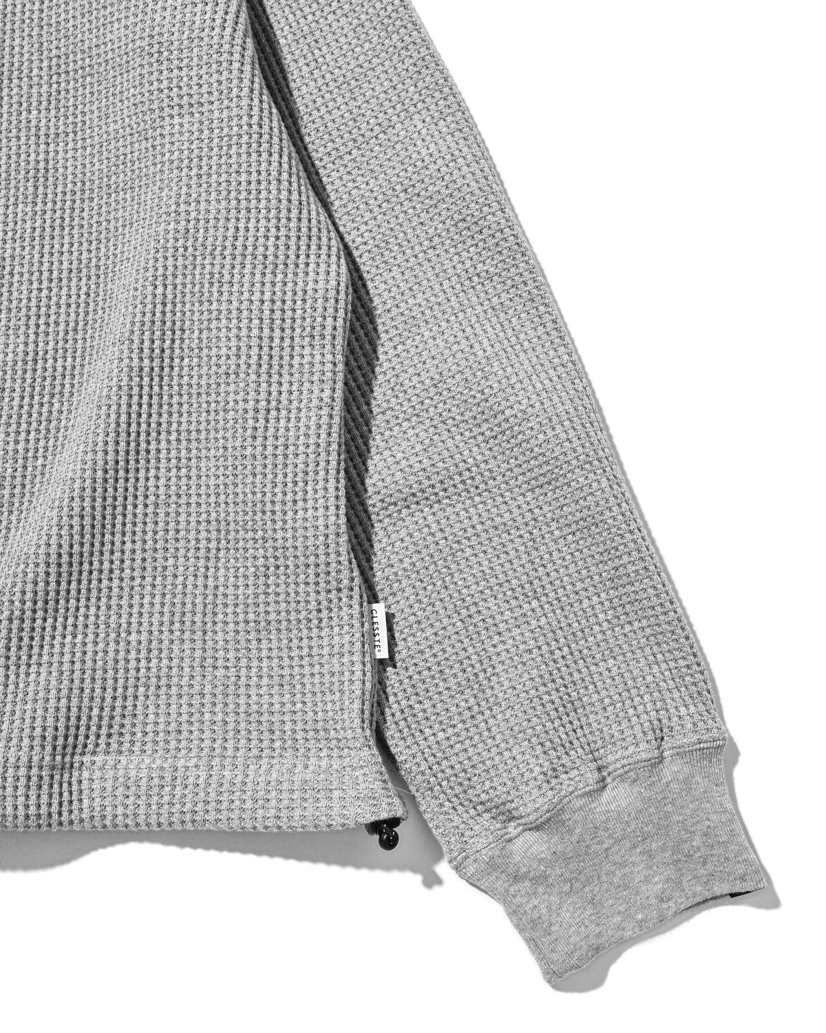 【10.28 WED 20:00- IN STOCK】 THERMAL HENLEY NECK L/S T-SHIRT WITH DRAWSTRINGS (GRAY)