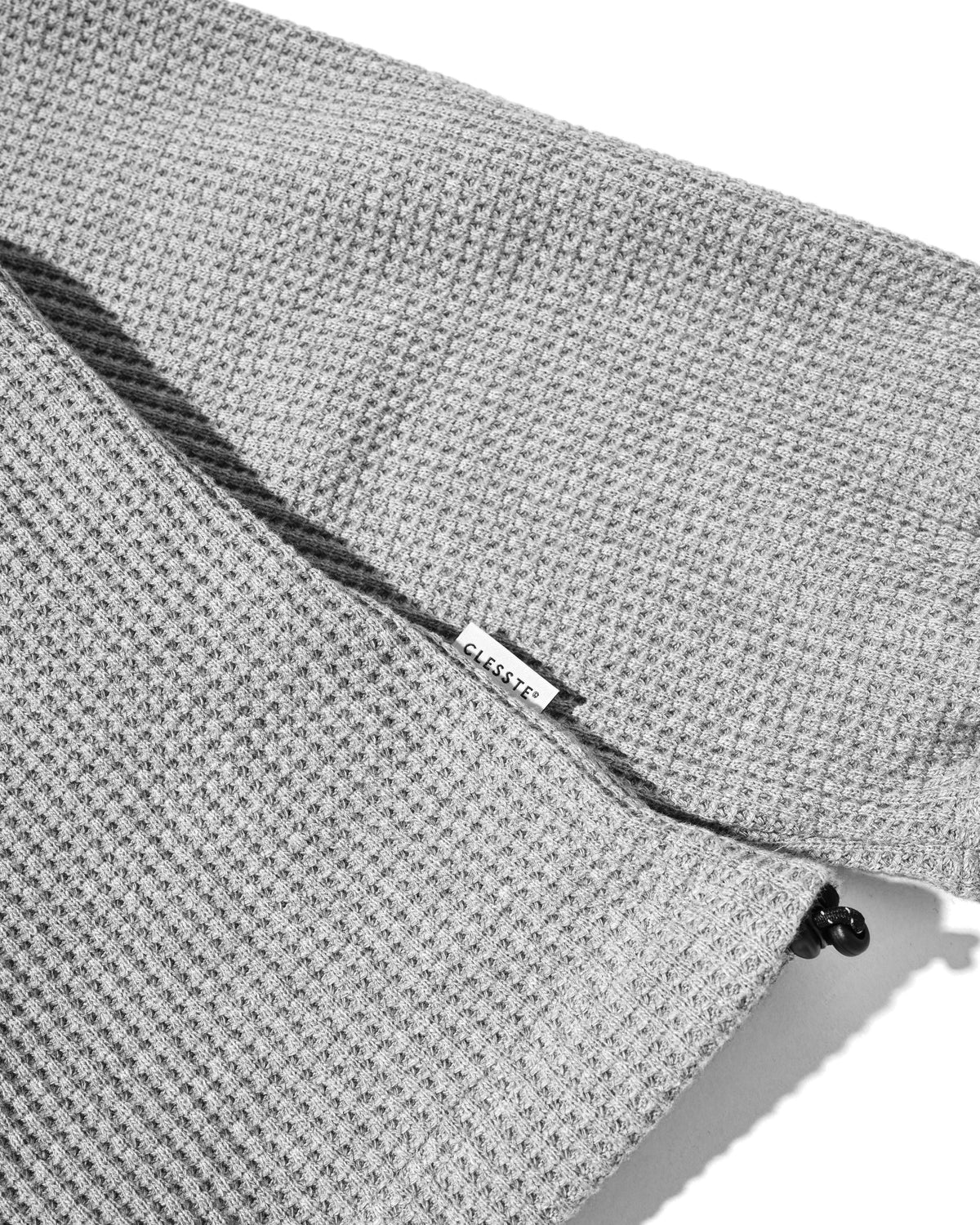 【10.28 WED 20:00- IN STOCK】 THERMAL HENLEY NECK L/S T-SHIRT WITH DRAWSTRINGS (GRAY)