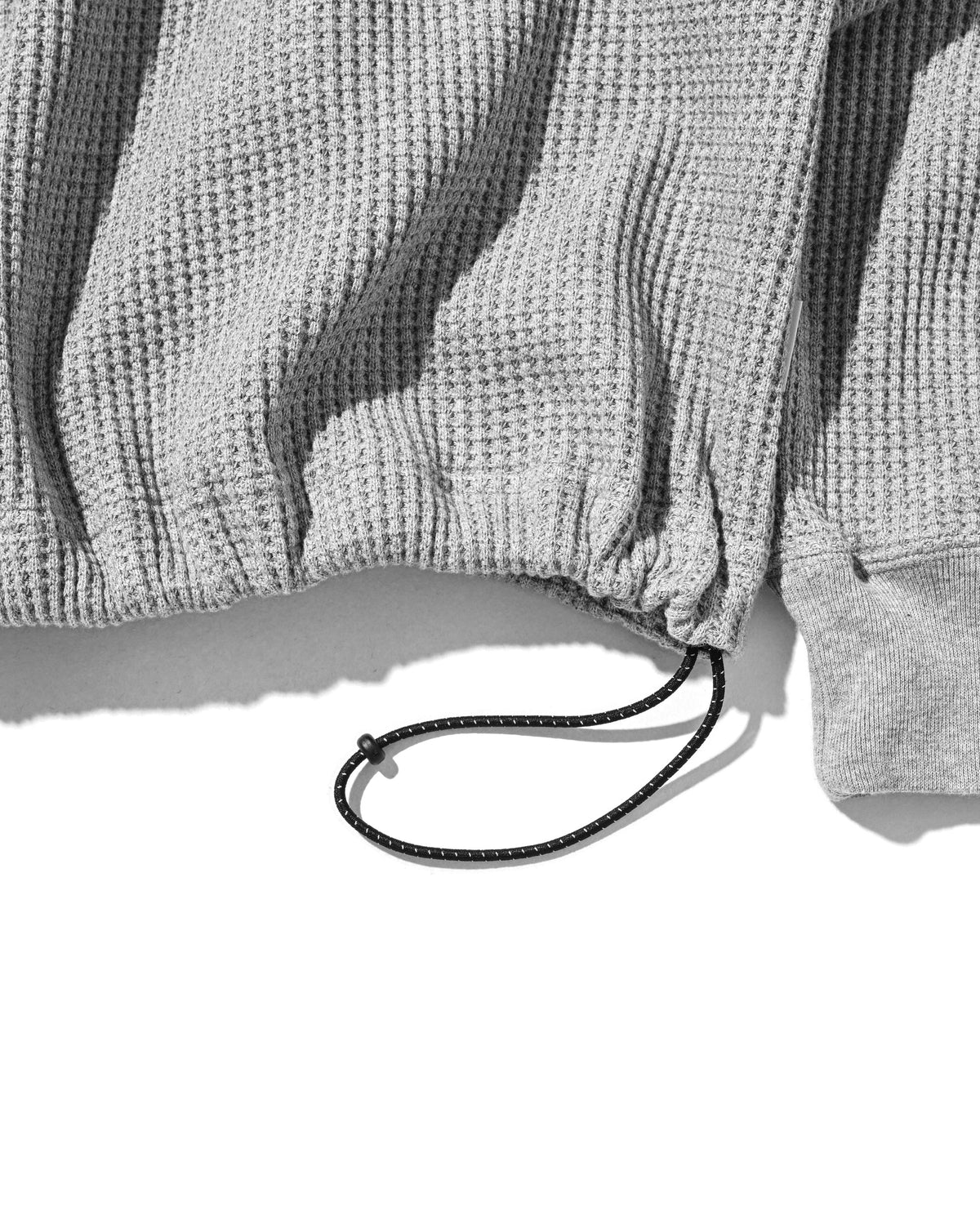【10.28 WED 20:00- IN STOCK】 THERMAL HENLEY NECK L/S T-SHIRT WITH DRAWSTRINGS (GRAY)