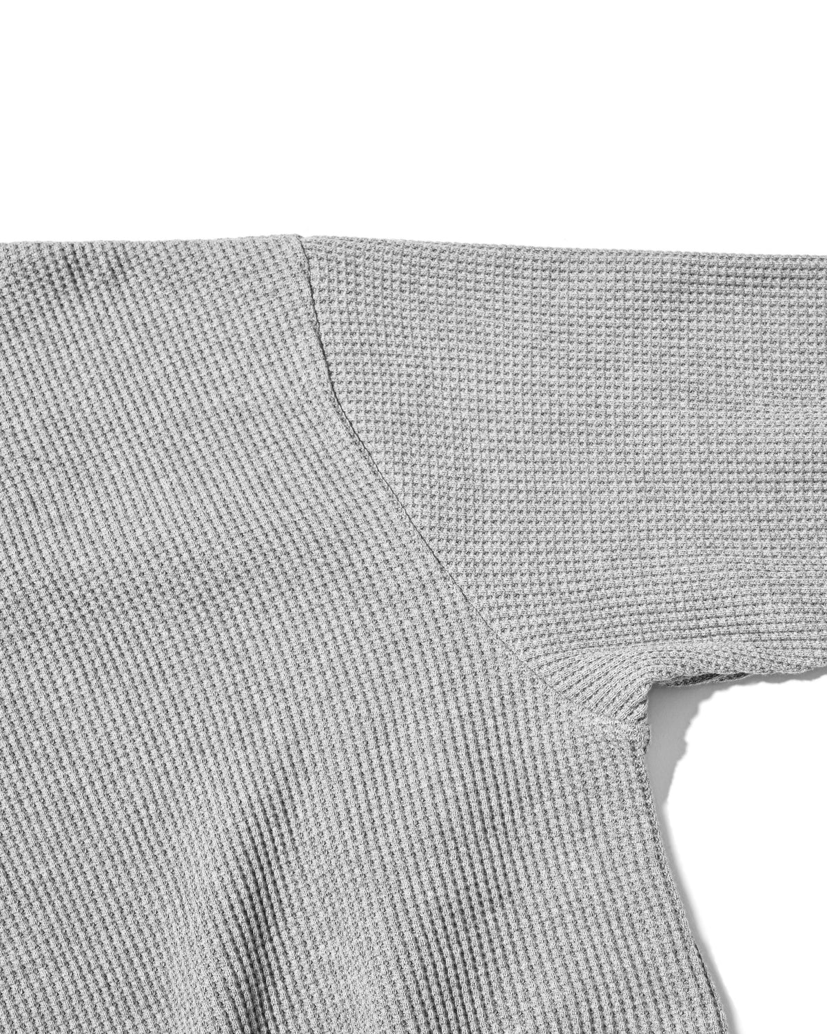 【10.28 WED 20:00- IN STOCK】 THERMAL HENLEY NECK L/S T-SHIRT WITH DRAWSTRINGS (GRAY)
