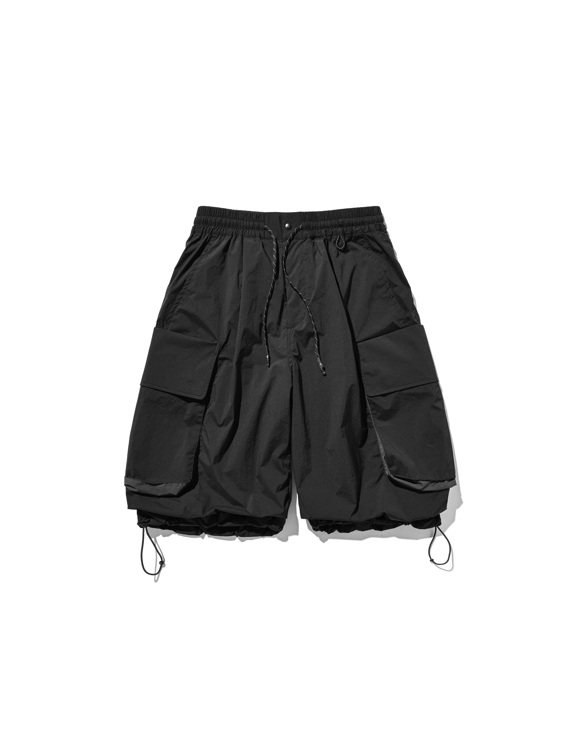 CRISPY NYLON CITY UNIFORM MILITARY HALF PANTS (BLACK×GRAY)