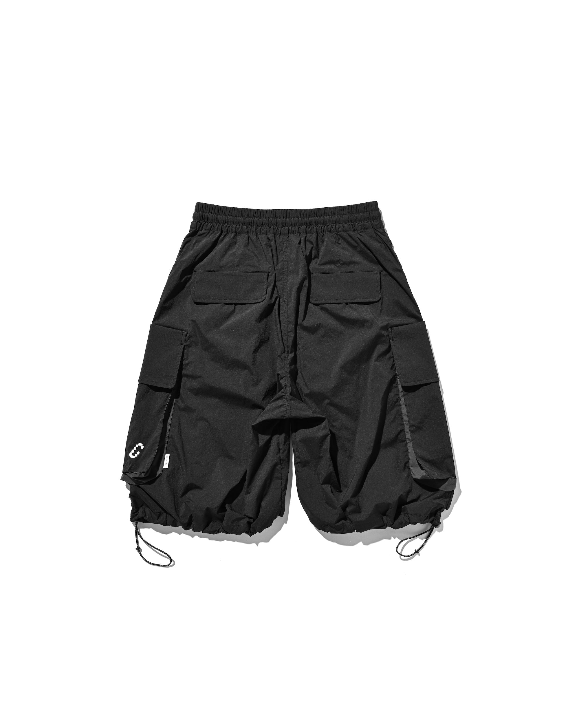CRISPY NYLON CITY UNIFORM MILITARY HALF PANTS (BLACK×GRAY)