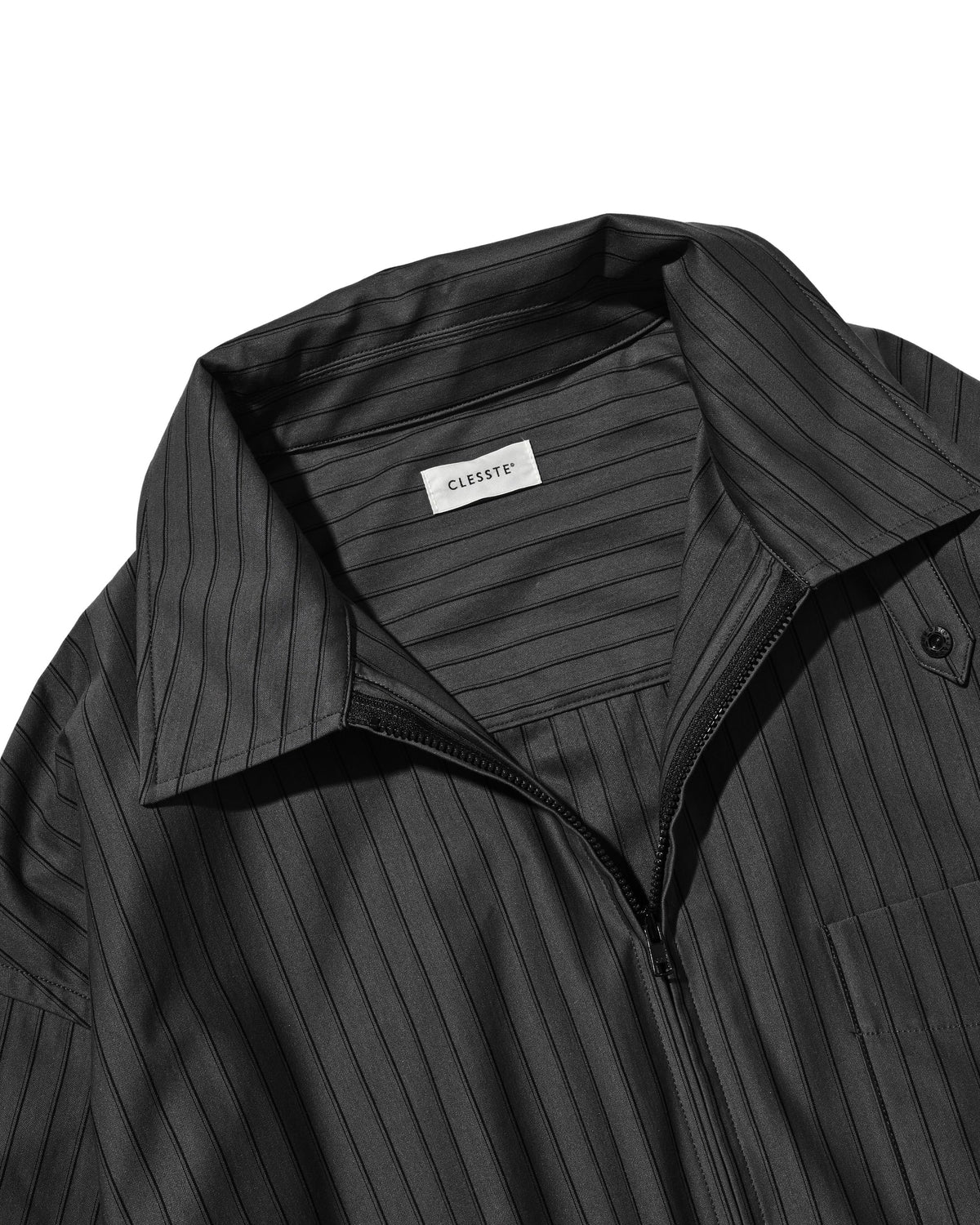 【10.24 SAT 20:00- IN STOCK】 THICK/THIN STRIPE 46G KNIT EVERYDAY ZIP UP L/S SHIRT (CHARCOAL STRIPE)