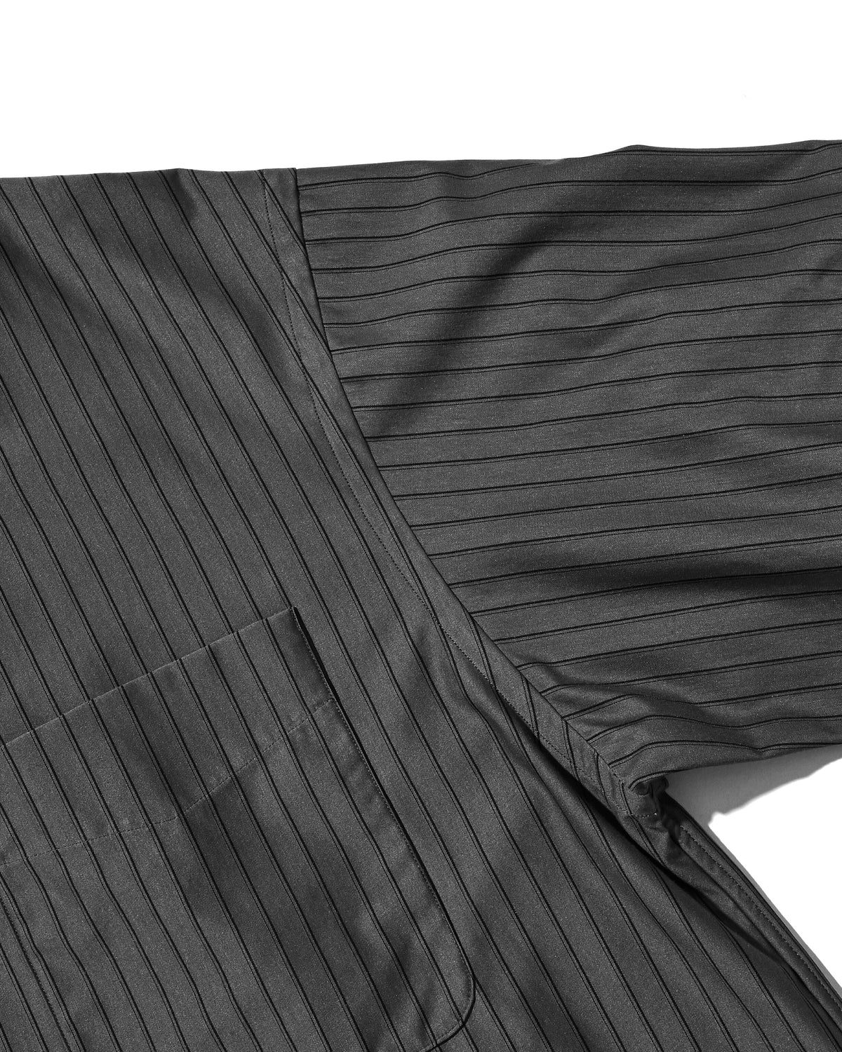 【10.24 SAT 20:00- IN STOCK】 THICK/THIN STRIPE 46G KNIT EVERYDAY ZIP UP L/S SHIRT (CHARCOAL STRIPE)