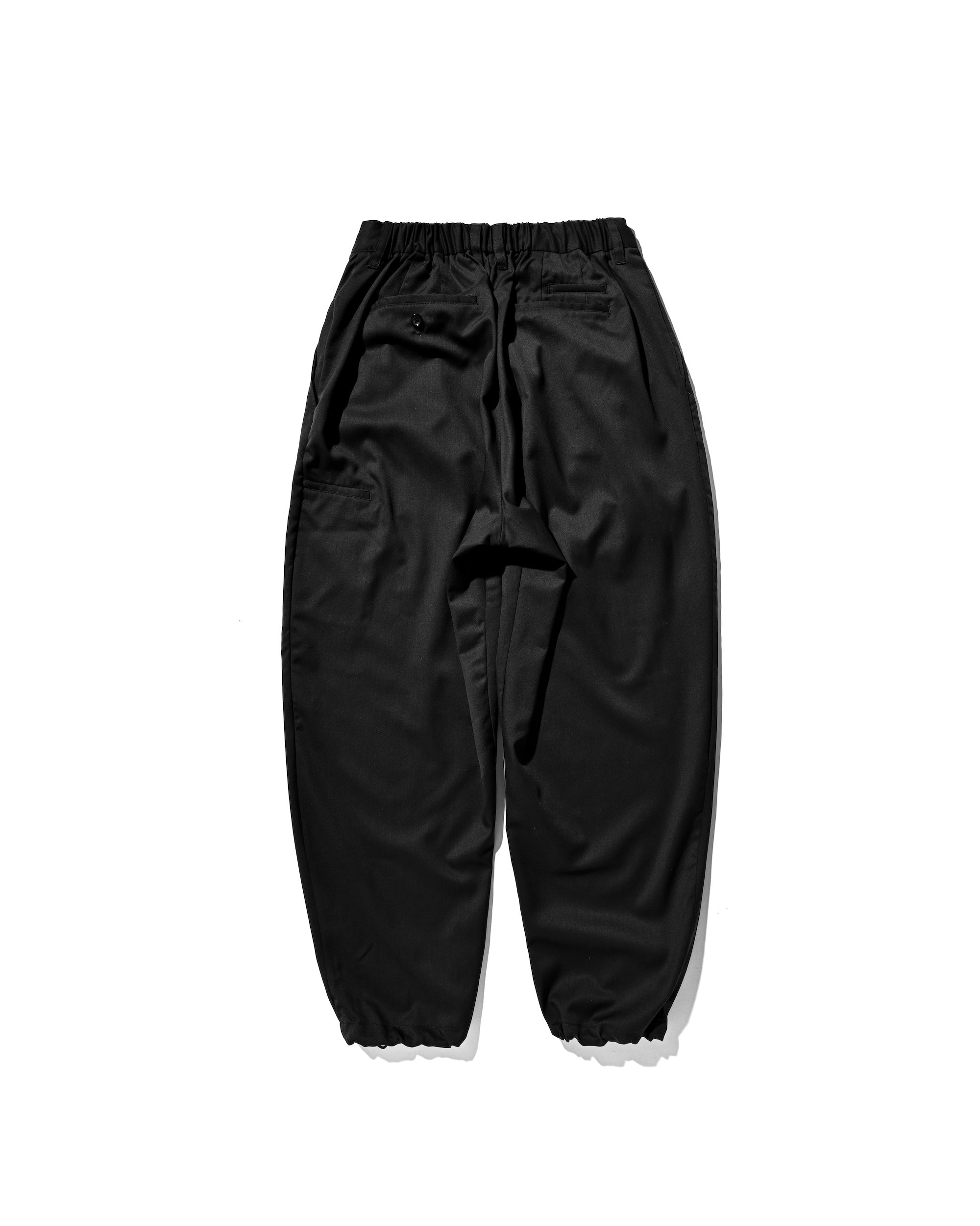【9.6 SAT 20:00- IN STOCK】WOOL GABARDINE CITY UNIFORM WIDE TAPERED PANTS (BLACK)