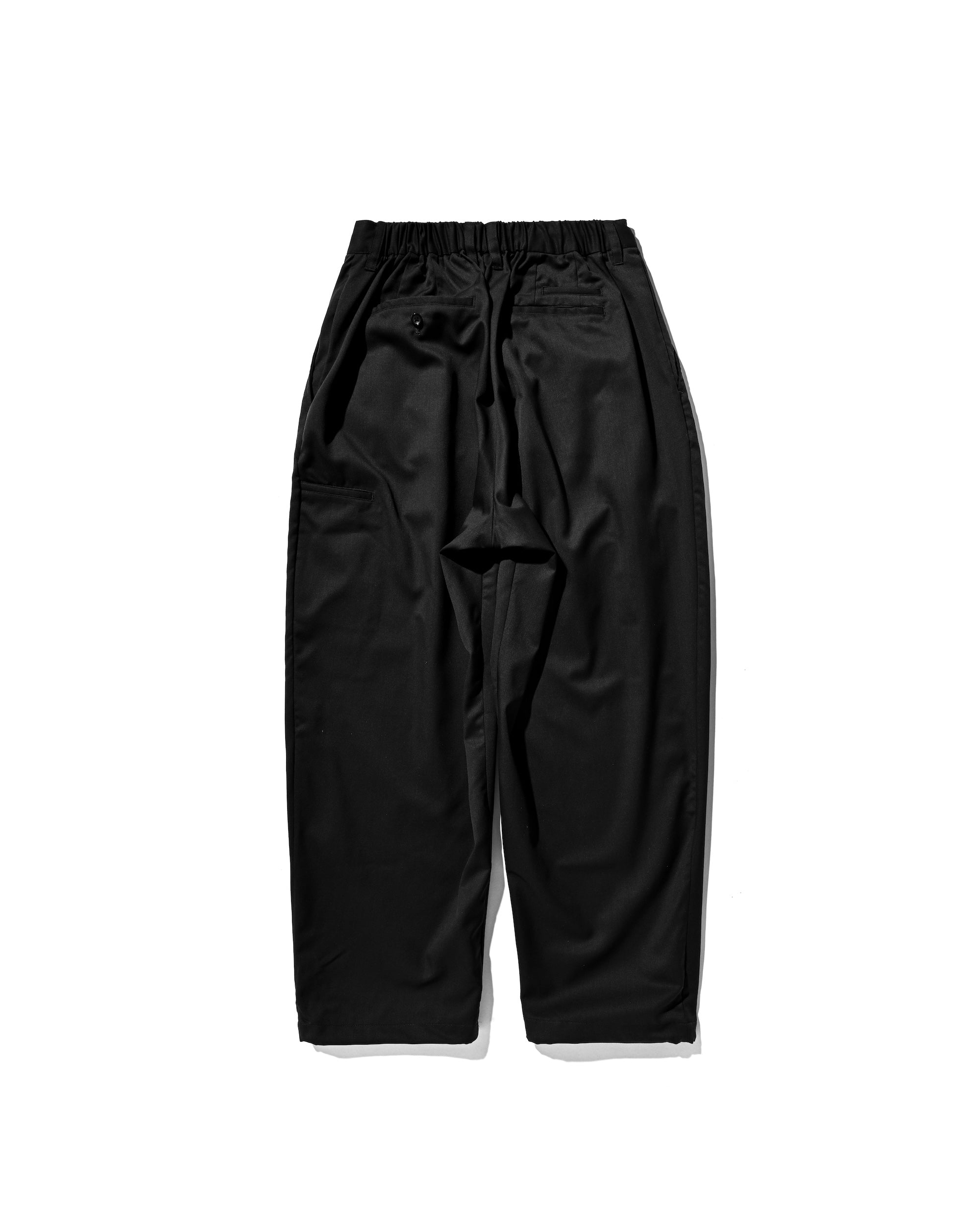 【9.6 SAT 20:00- IN STOCK】WOOL GABARDINE CITY UNIFORM WIDE TAPERED PANTS (BLACK)