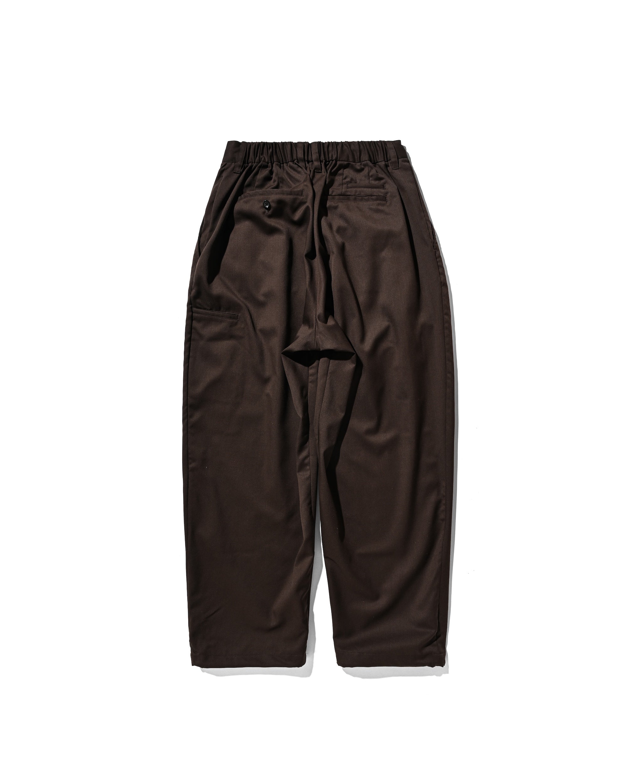 【9.6 SAT 20:00- IN STOCK】WOOL GABARDINE CITY UNIFORM WIDE TAPERED PANTS (BROWN)