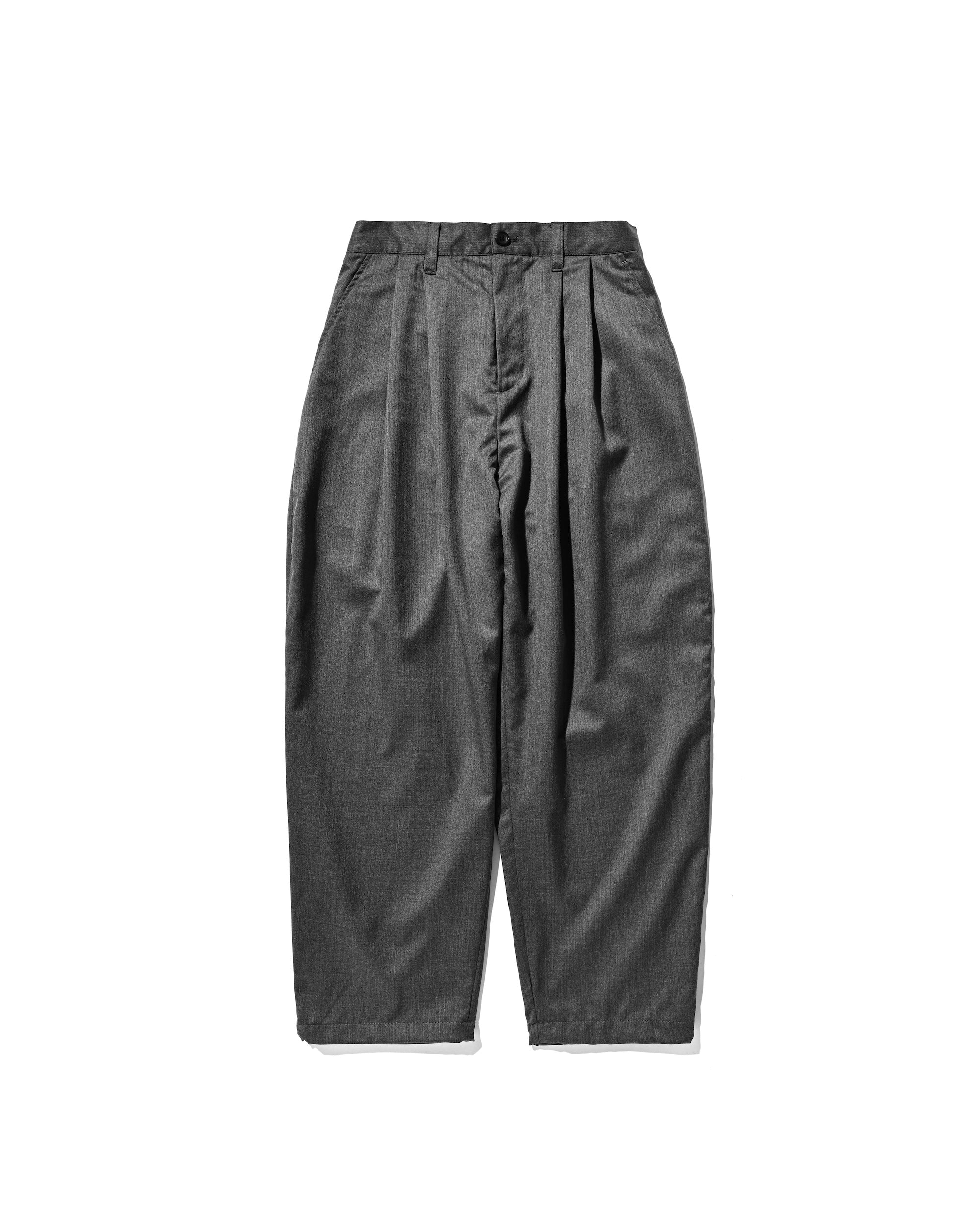 【9.6 SAT 20:00- IN STOCK】WOOL GABARDINE CITY UNIFORM WIDE TAPERED PANTS (GRAY)