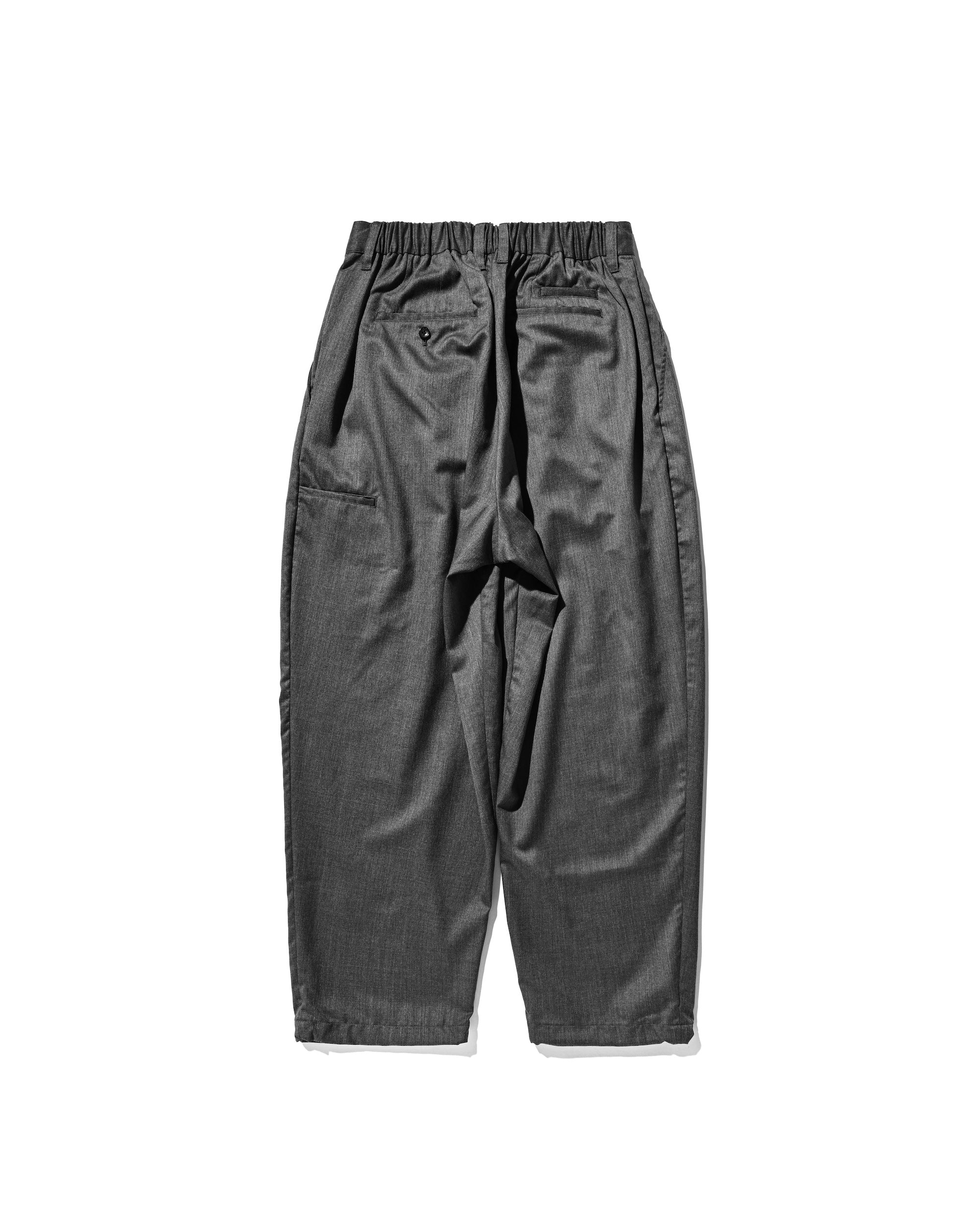 【9.6 SAT 20:00- IN STOCK】WOOL GABARDINE CITY UNIFORM WIDE TAPERED PANTS (GRAY)