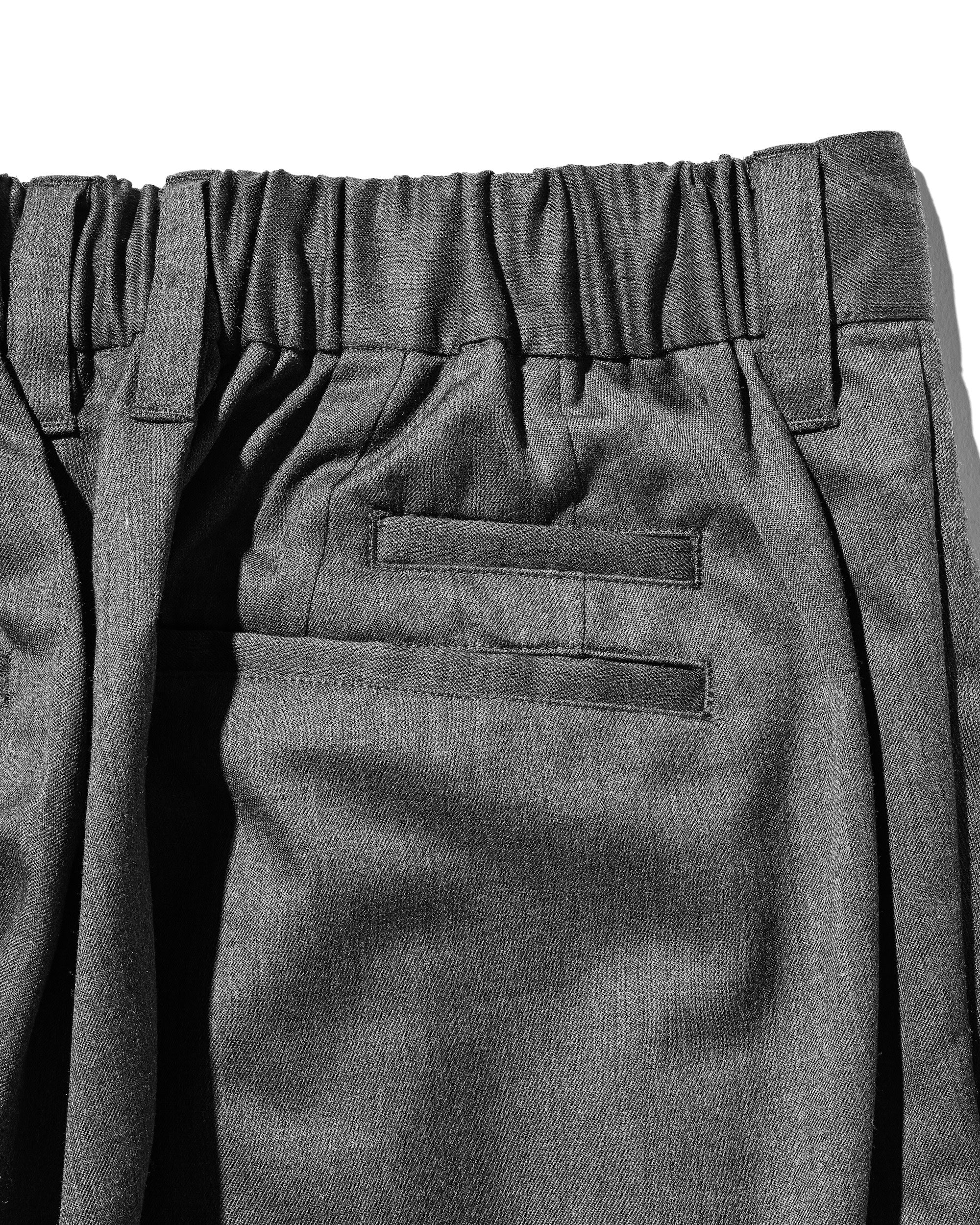 【9.6 SAT 20:00- IN STOCK】WOOL GABARDINE CITY UNIFORM WIDE TAPERED PANTS (GRAY)