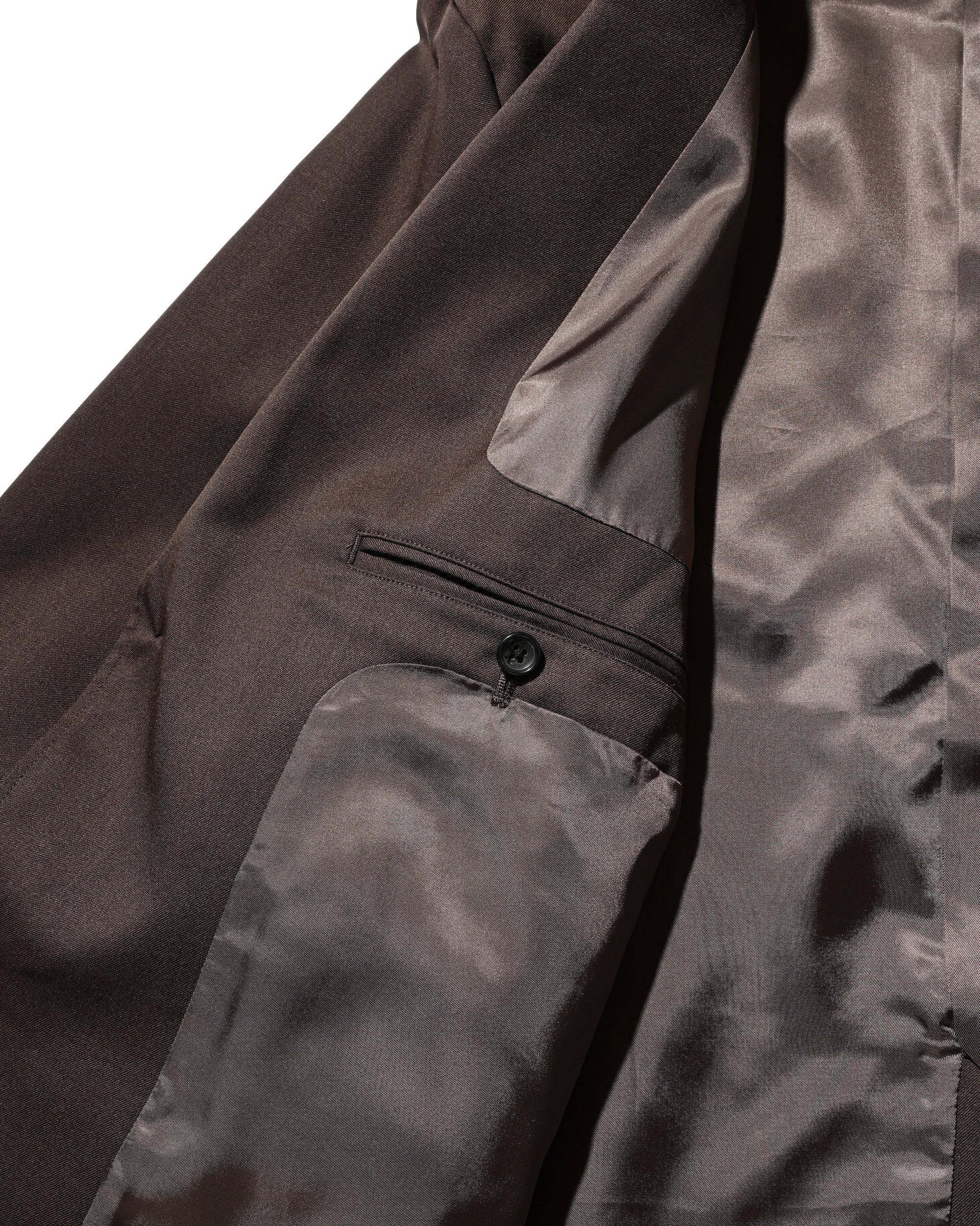 【9.6 SAT 20:00- IN STOCK】WOOL GABARDINE CITY UNIFORM TAILORED JACKET (BROWN)