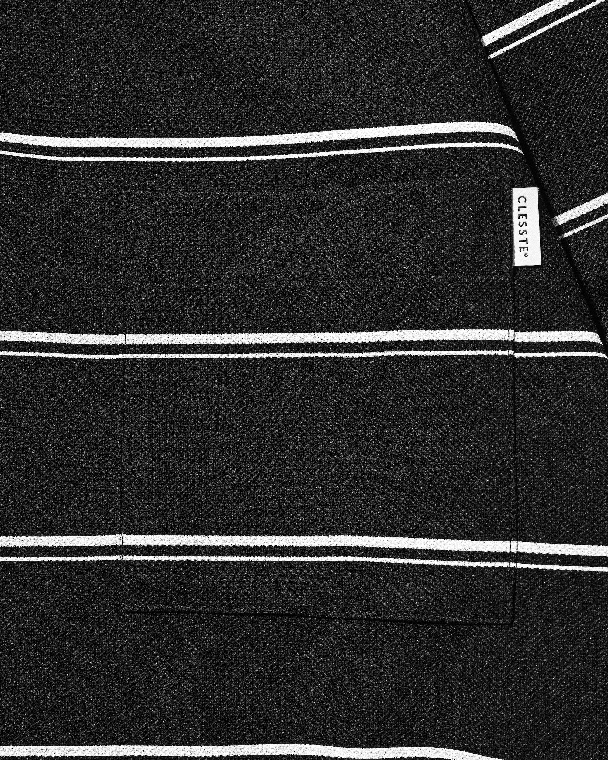 THICK/THIN STRIPE ACTIVE CITY POLO L/S SHIRTS (BLACK)