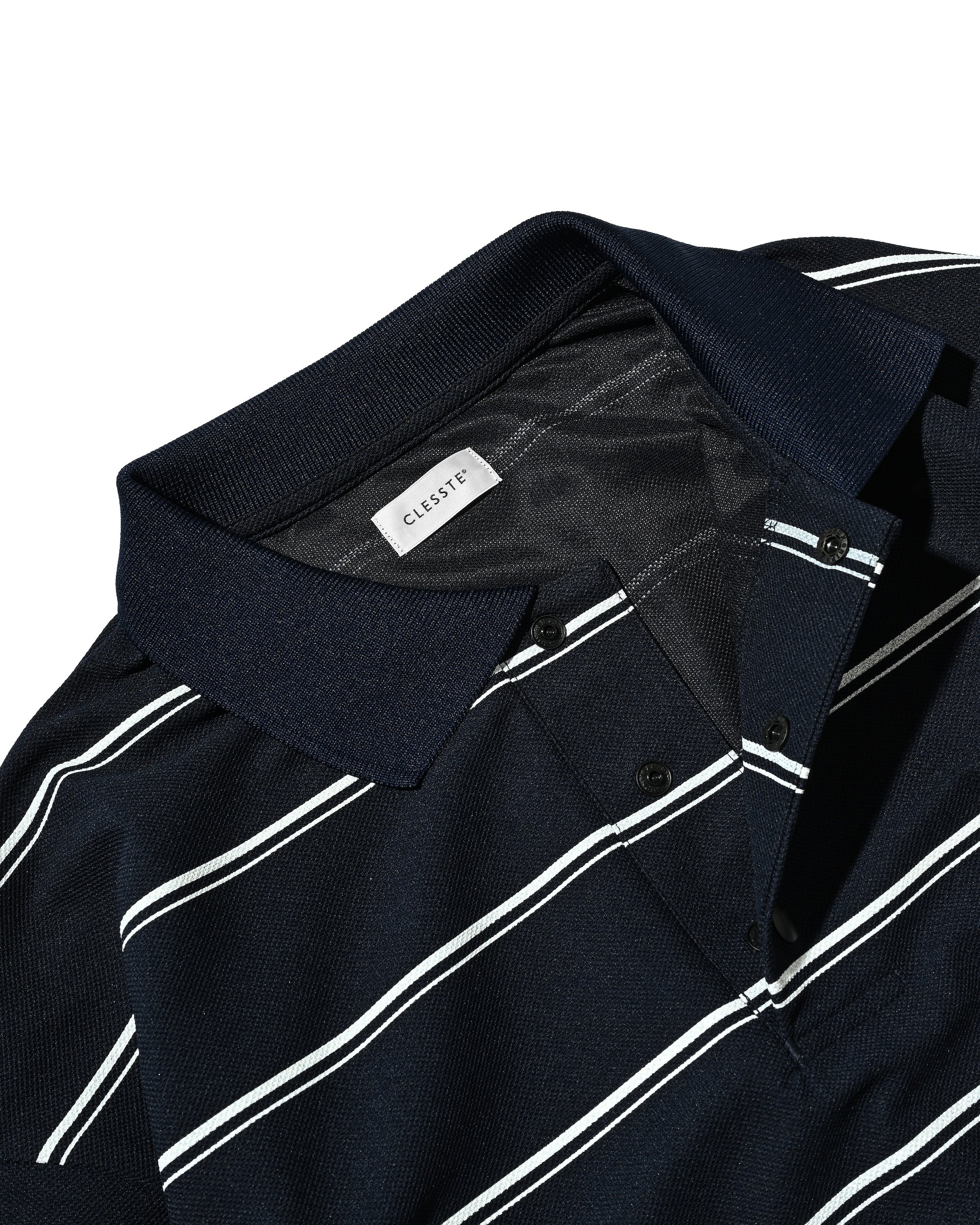 THICK/THIN STRIPE ACTIVE CITY POLO L/S SHIRTS (NAVY)