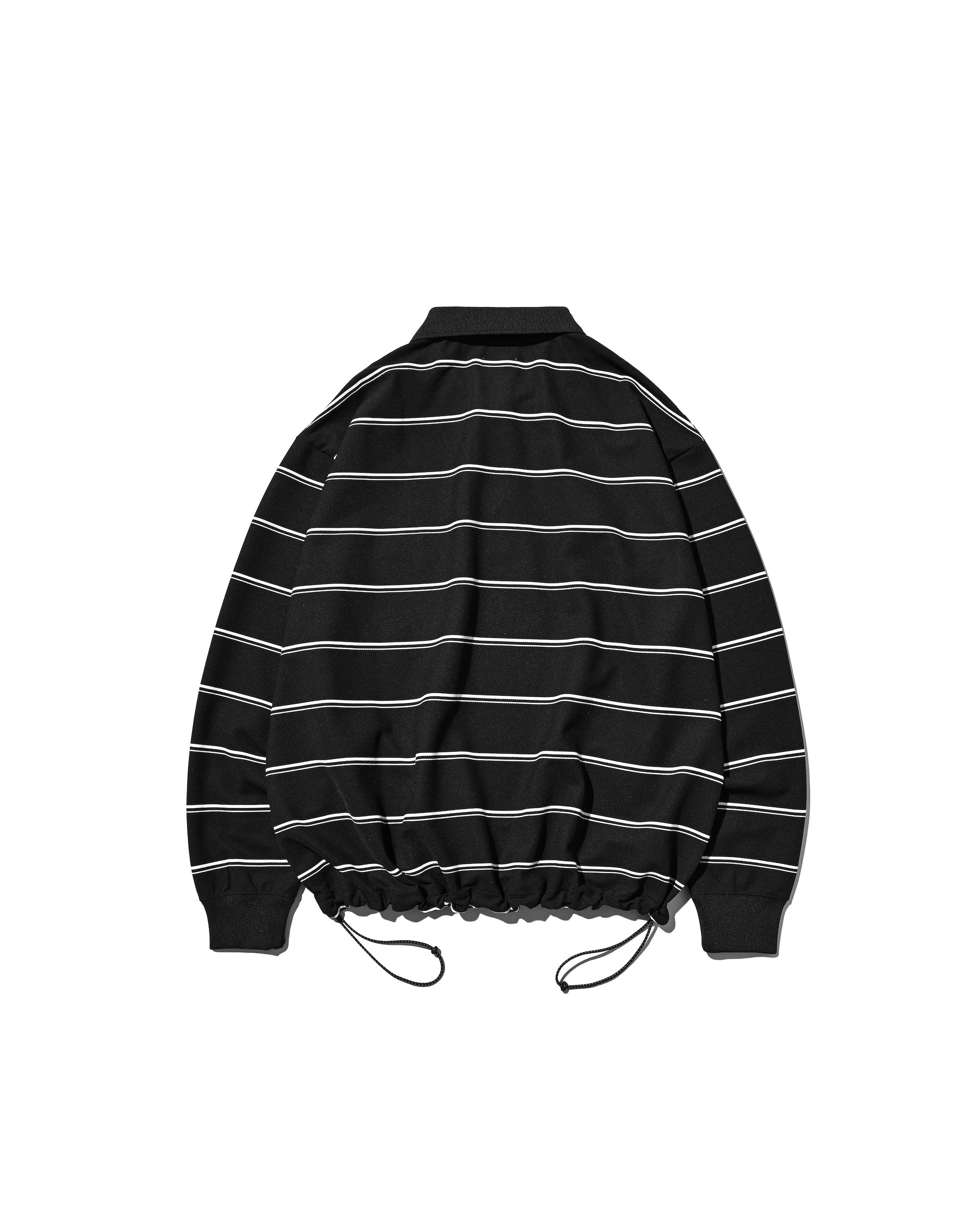 THICK/THIN STRIPE ACTIVE CITY POLO L/S SHIRTS (BLACK)