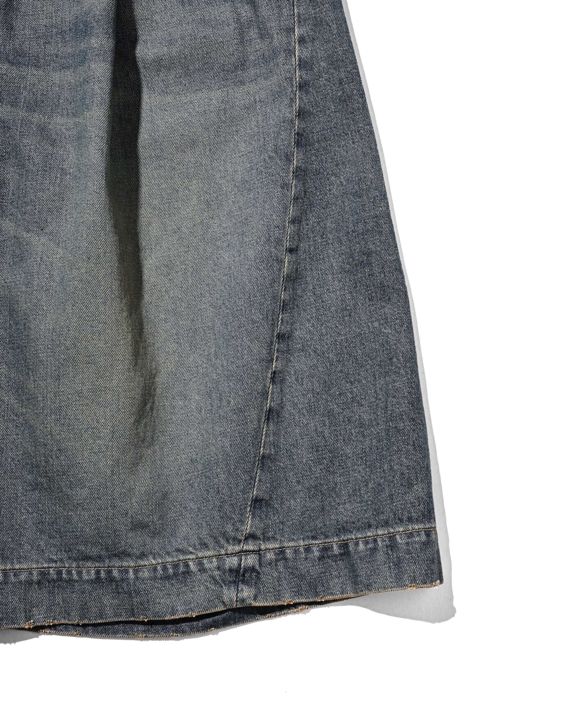VINTAGE DYED SELVEDGE DENIM CITY BAGGY HALF PANTS (VINTAGE INDIGO)