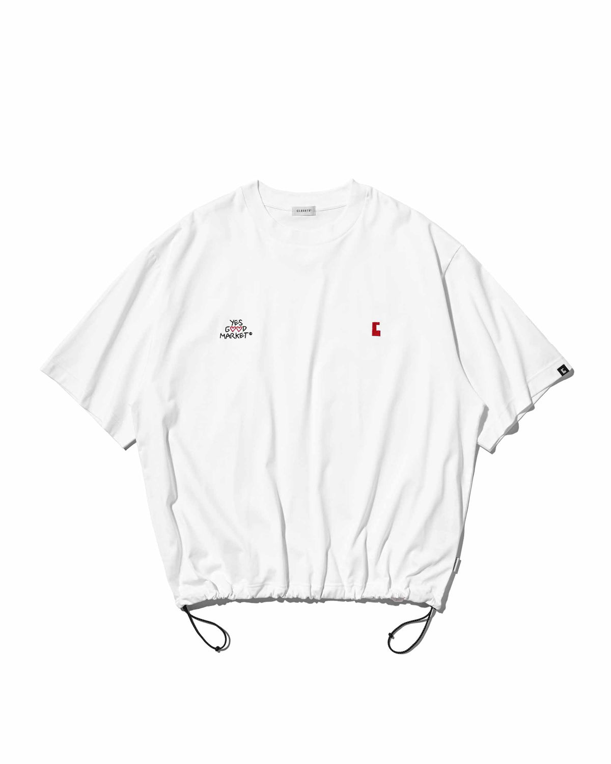 【10.4 SUN 20:00- IN STOCK】【LIMITED】 “YES G♡♡D MARKET" S/S T-SHIRT WITH DRAWSTRINGS (WHITE)