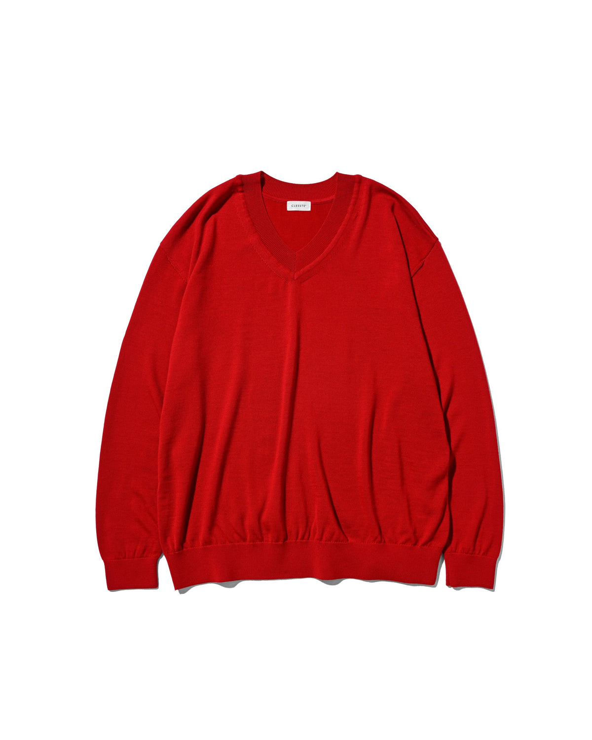 【10.31 SAT 20:00- IN STOCK】 12G WOOL V-NECK KNIT PULLOVER (RED)