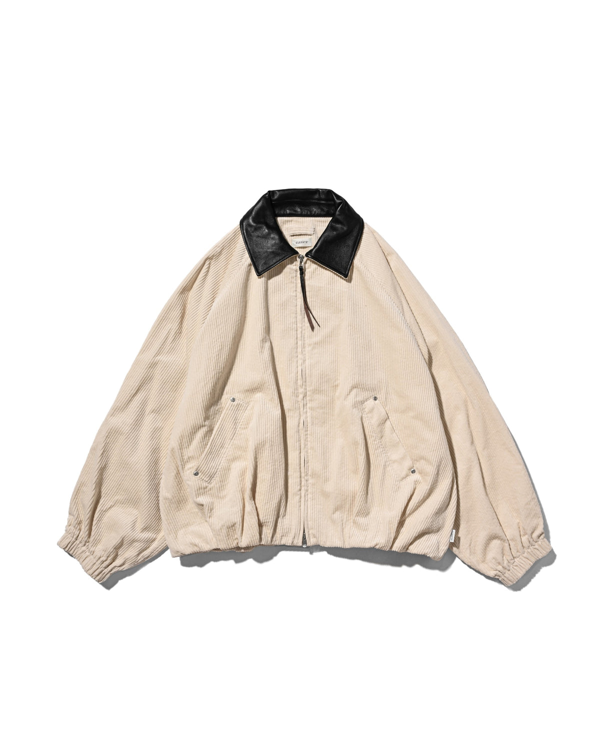 【10.21 WED 20:00- IN STOCK】 LEATHER COLLAR CORDUROY CITY UTILITY BALLOON JACKET (OFF WHITE)