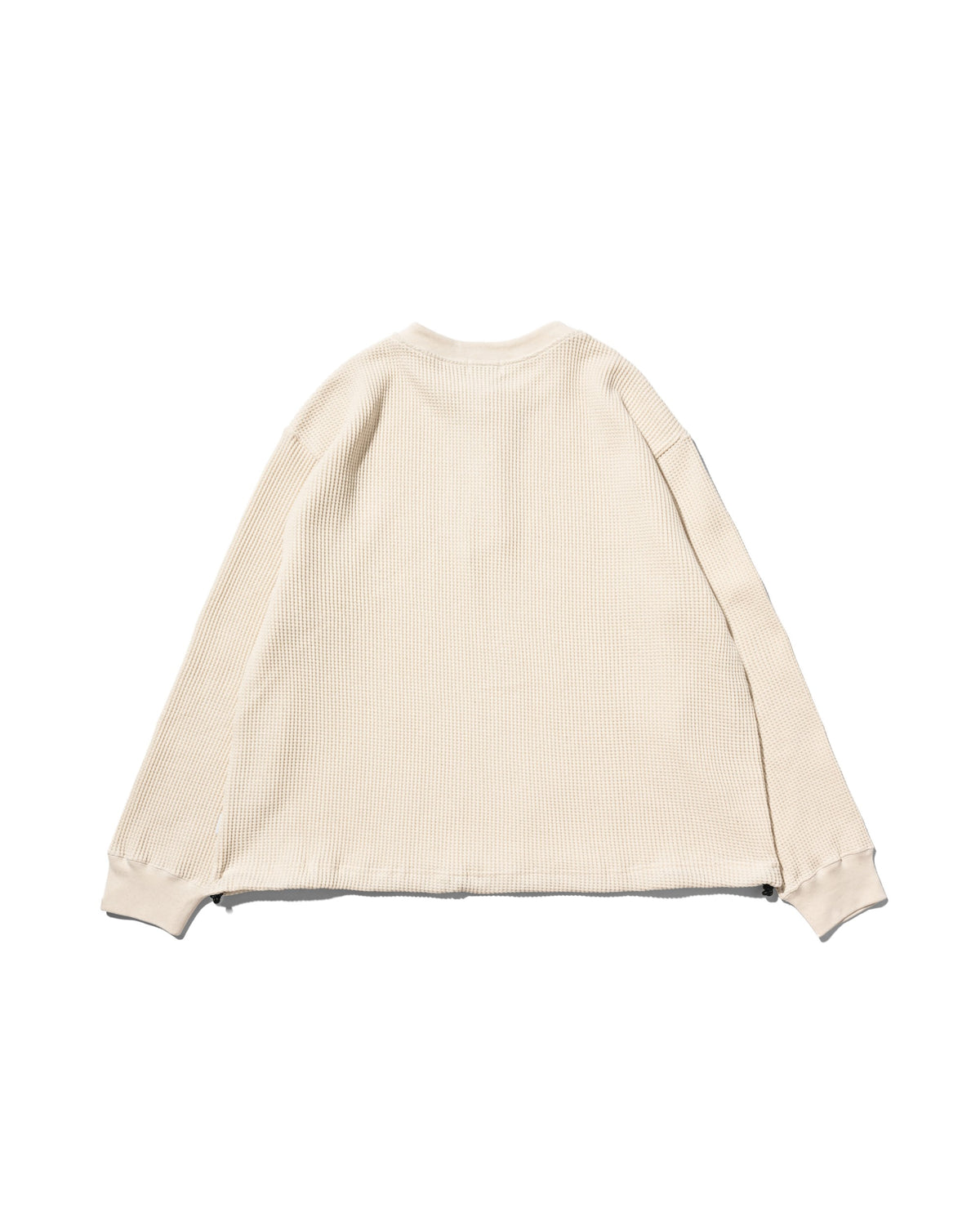 【10.28 WED 20:00- IN STOCK】 THERMAL HENLEY NECK L/S T-SHIRT WITH DRAWSTRINGS (IVORY)