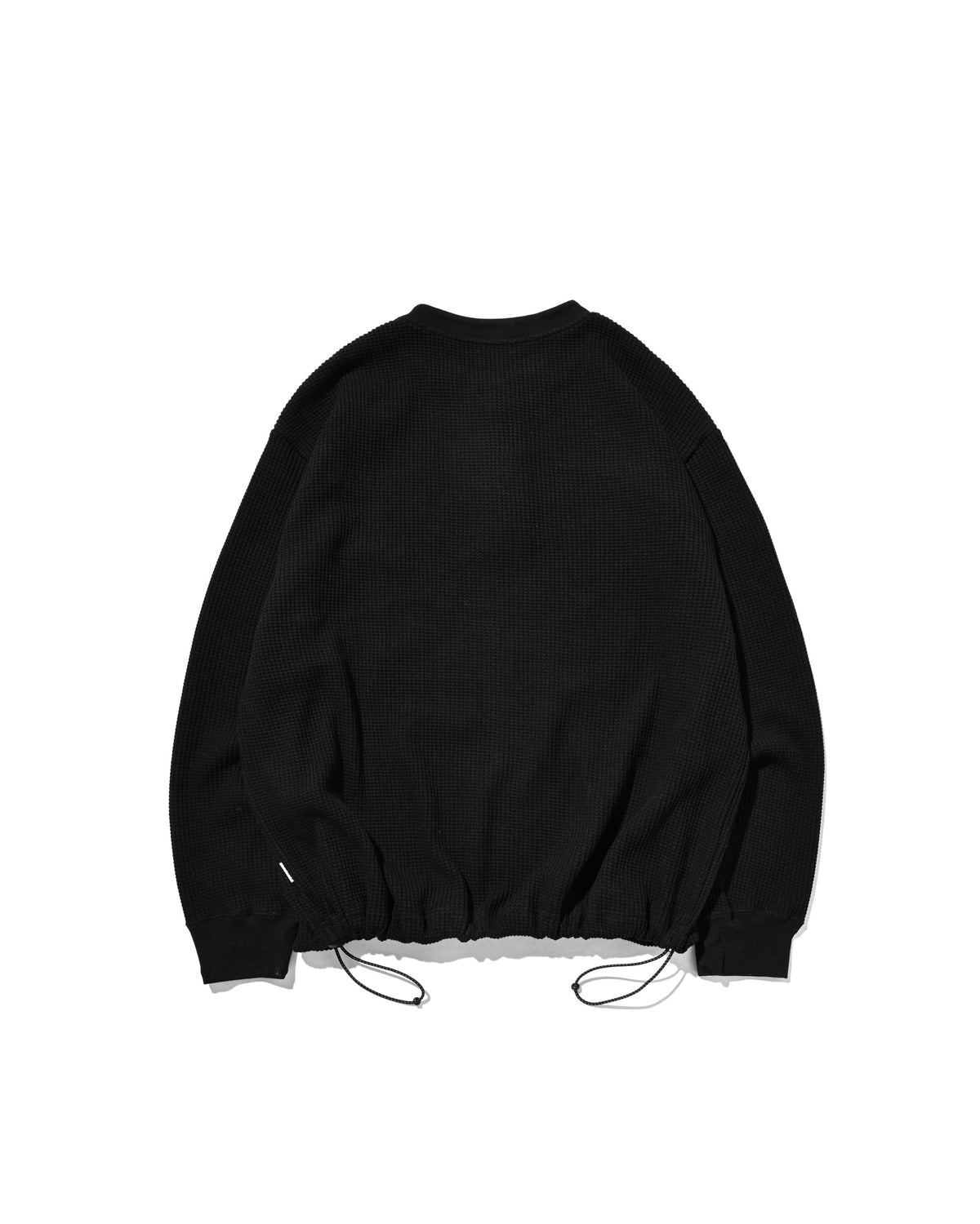 【10.28 WED 20:00- IN STOCK】 THERMAL HENLEY NECK L/S T-SHIRT WITH DRAWSTRINGS (BLACK)