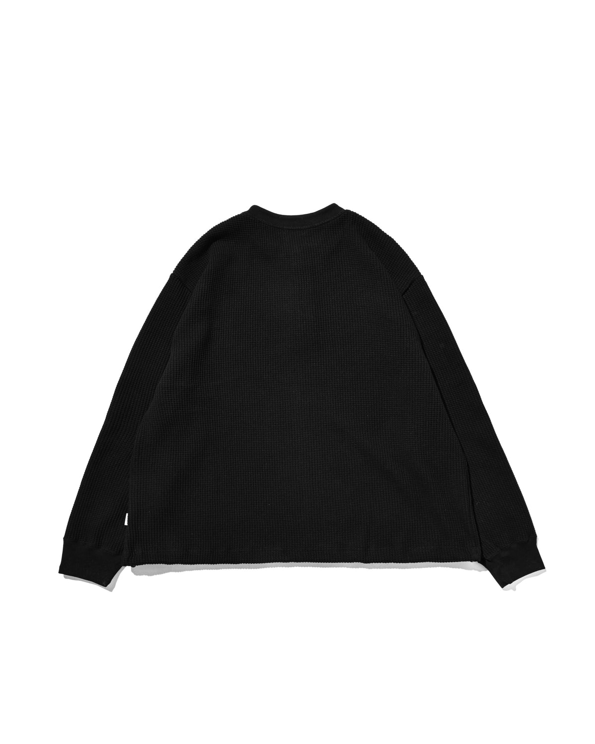 【10.28 WED 20:00- IN STOCK】 THERMAL HENLEY NECK L/S T-SHIRT WITH DRAWSTRINGS (BLACK)