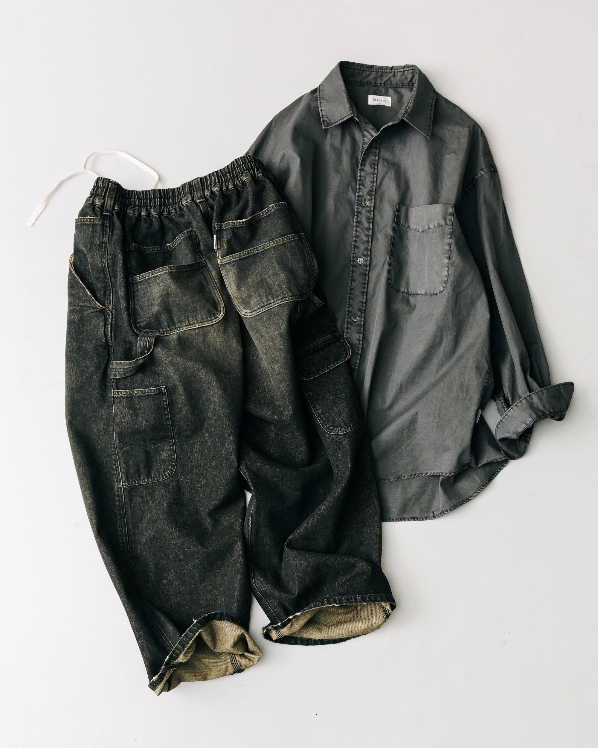 【3.8 SAT 20:00- IN STOCK】VINTAGE DYED SELVEDGE DENIM WORKER PANTS (VINTAGE BLACK)