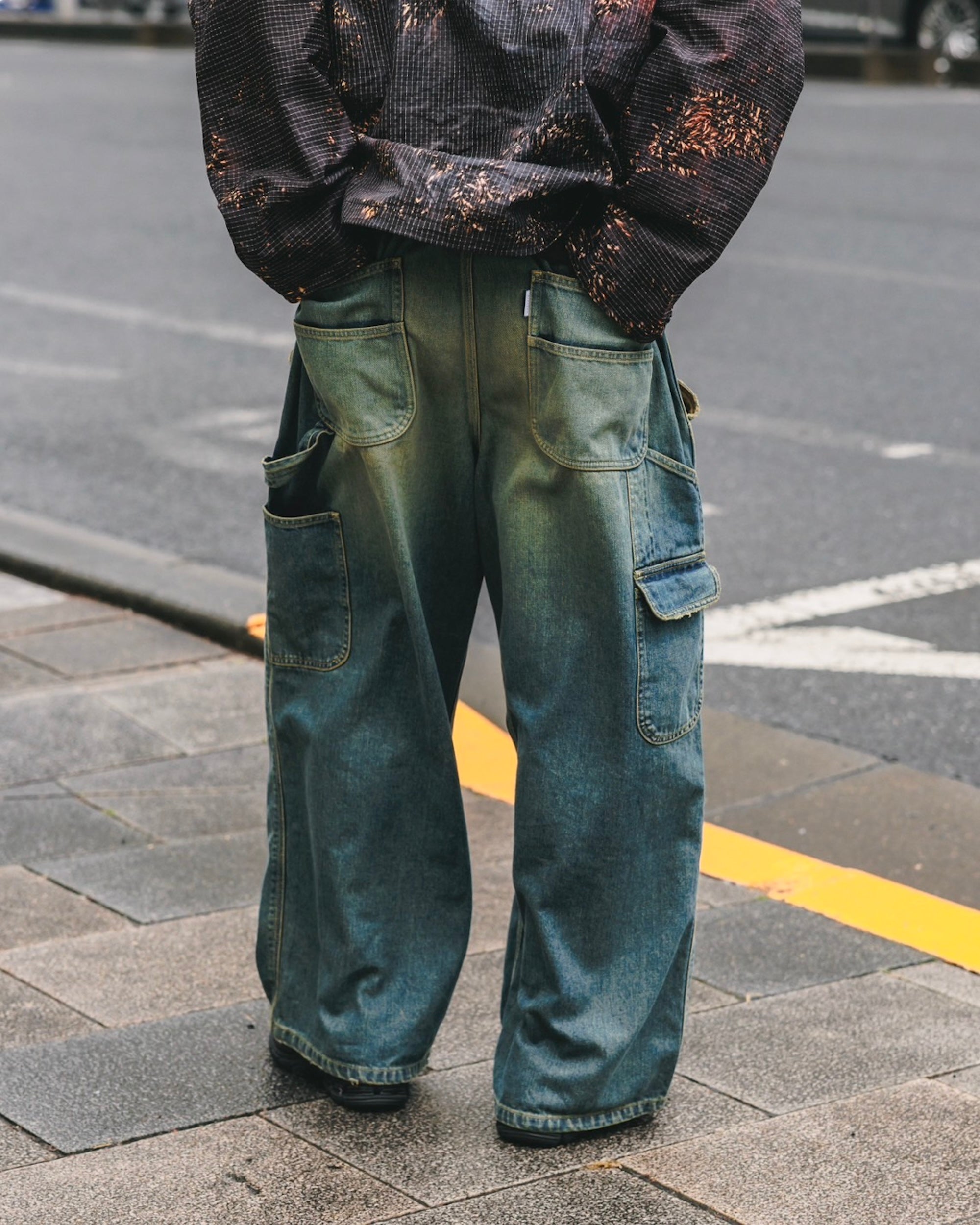 【3.8 SAT 20:00- IN STOCK】VINTAGE DYED SELVEDGE DENIM WORKER PANTS (VINTAGE INDIGO)