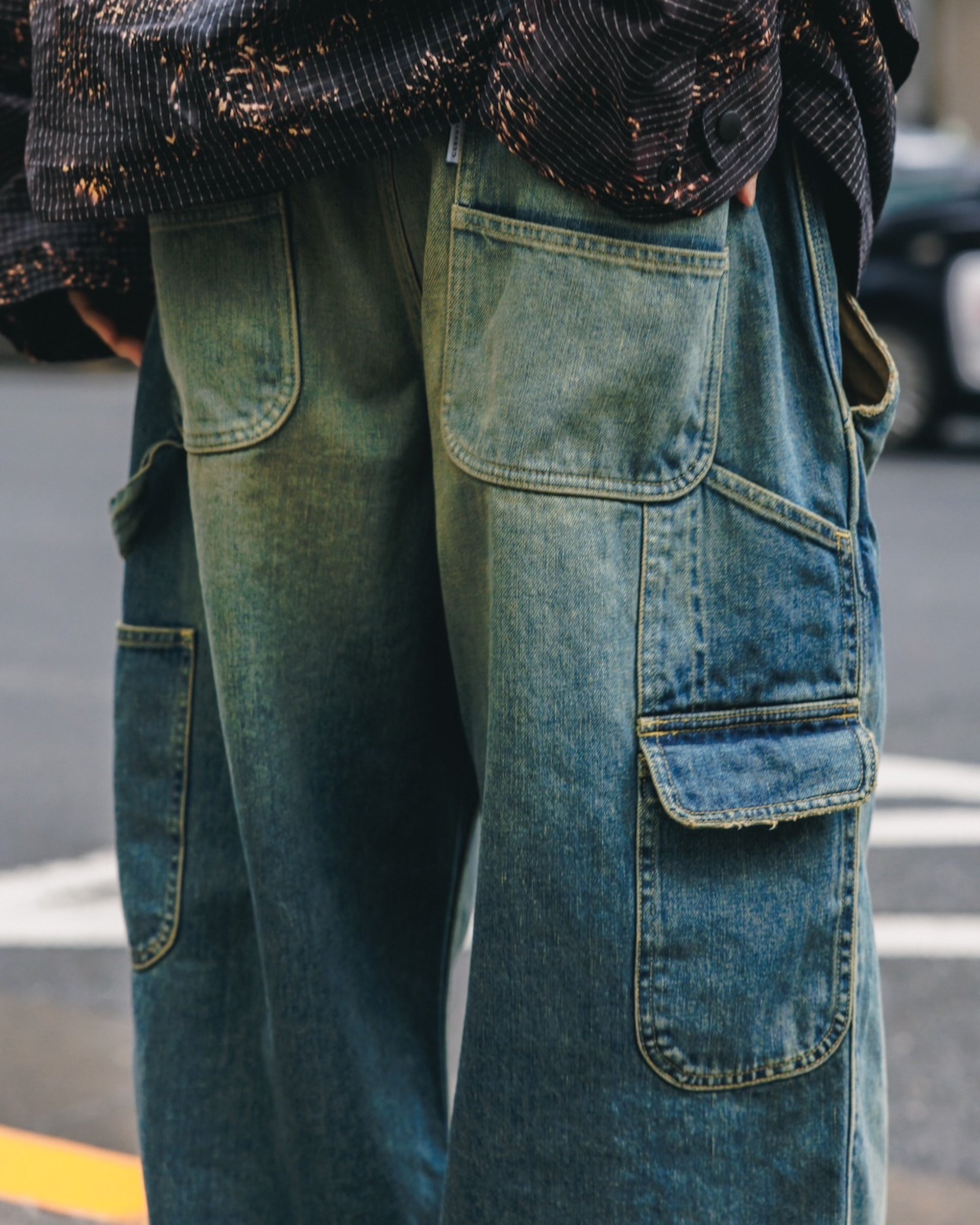 【3.8 SAT 20:00- IN STOCK】VINTAGE DYED SELVEDGE DENIM WORKER PANTS (VINTAGE INDIGO)