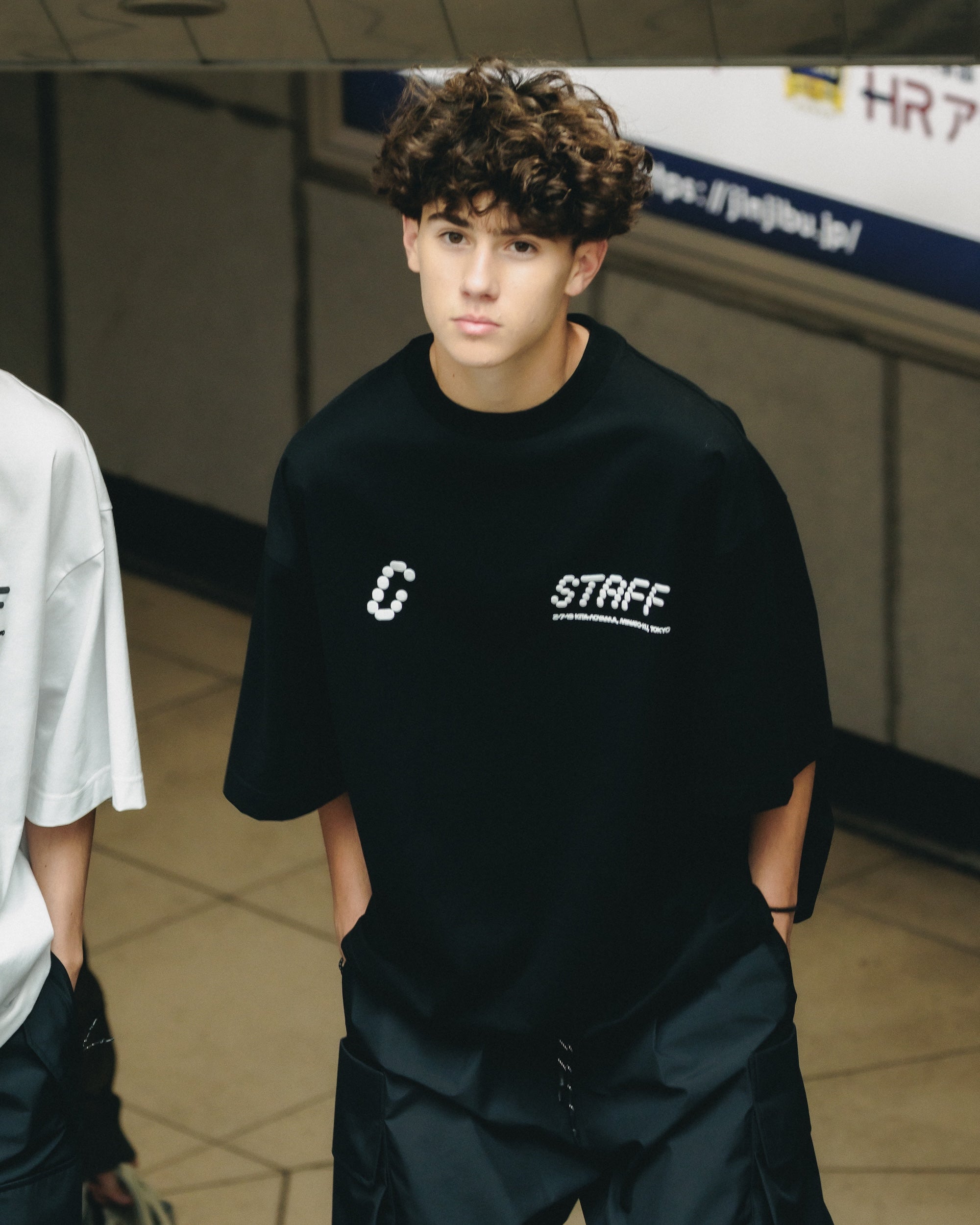 STAFF T-SHIRT WITH DRAWSTRINGS (BLACK)