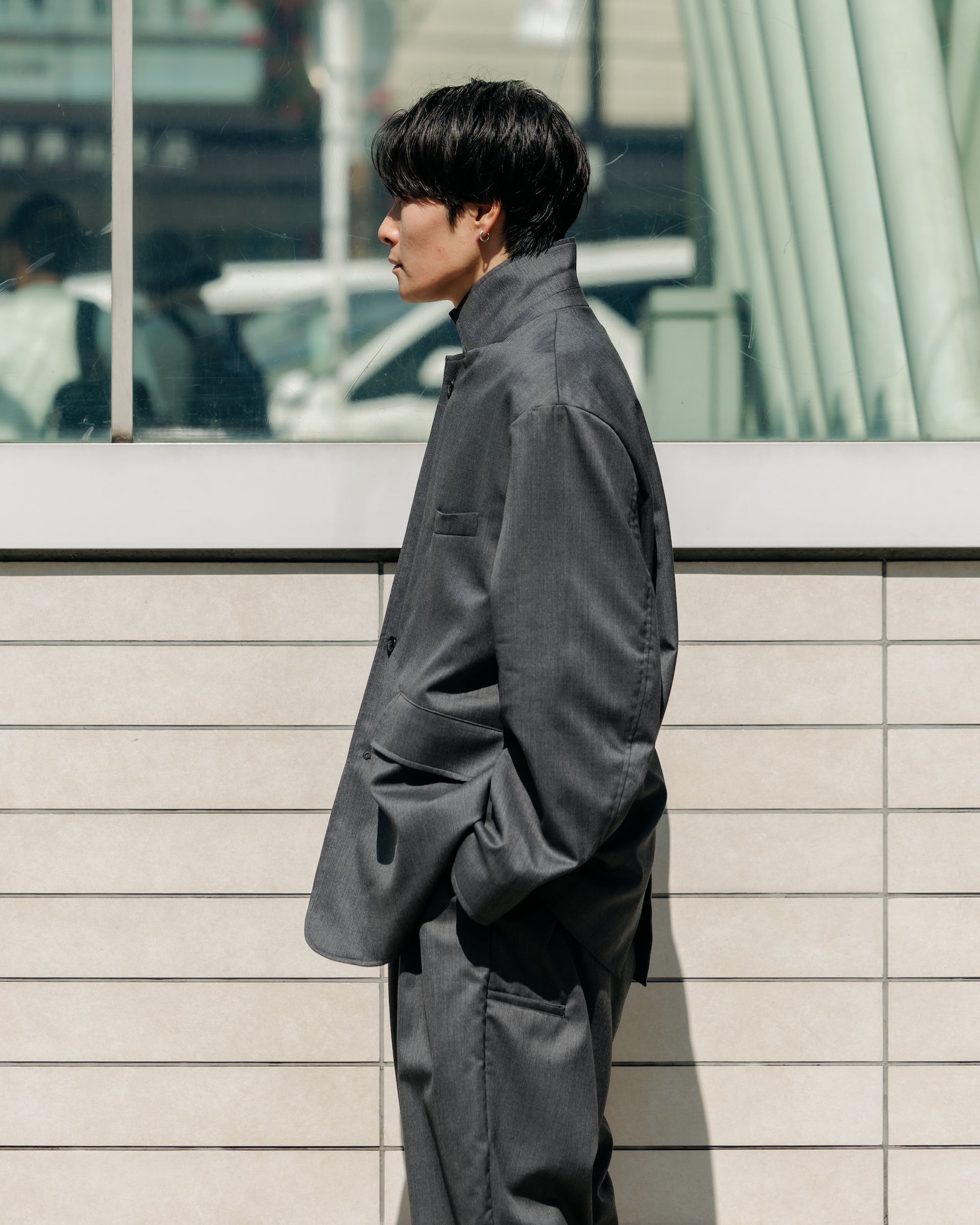 【9.6 SAT 20:00- IN STOCK】WOOL GABARDINE CITY UNIFORM TAILORED JACKET (GRAY)