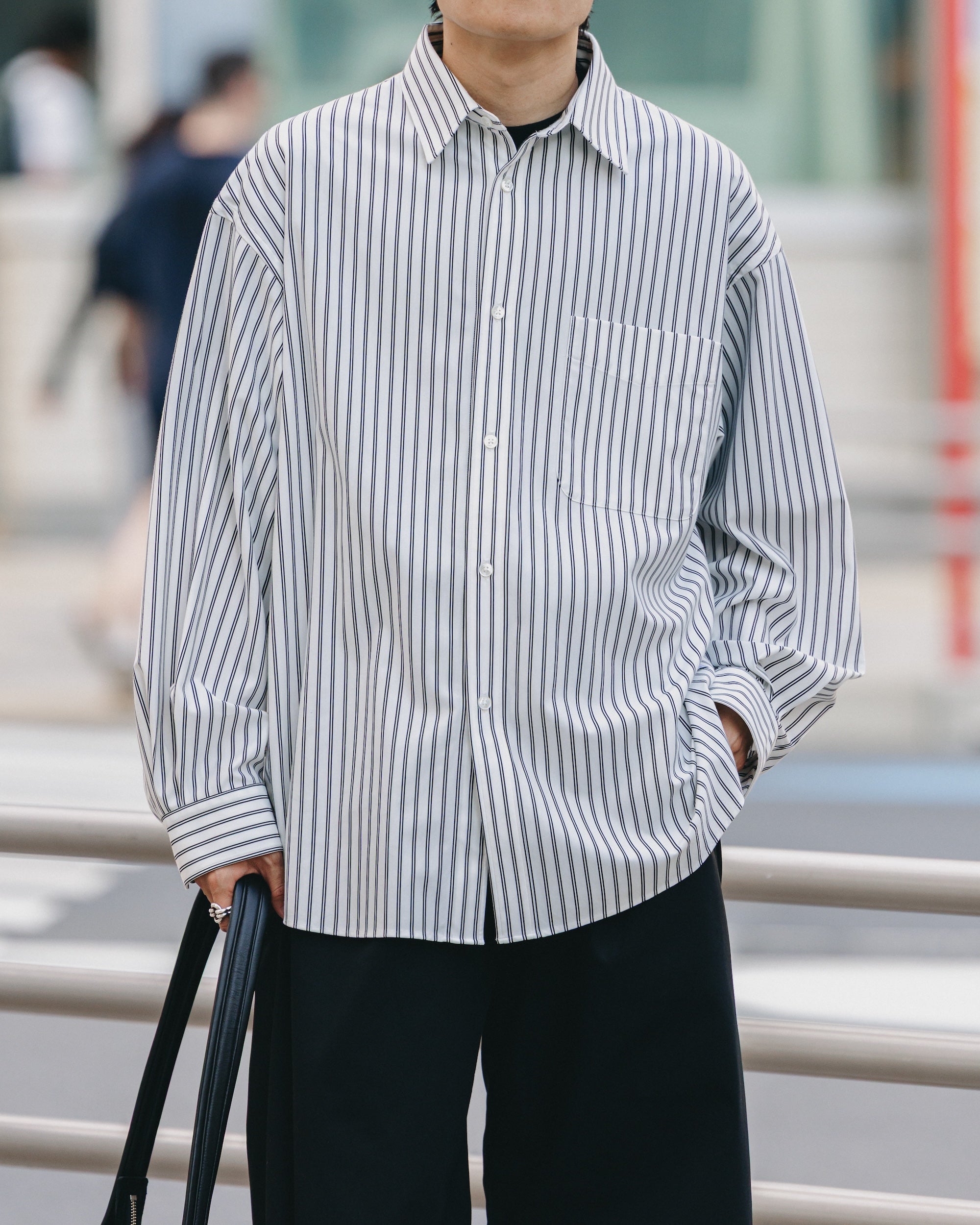 【9.17 WED 20:00- IN STOCK】46G KNIT EVERYDAY L/S SHIRT (WHITE STRIPE)