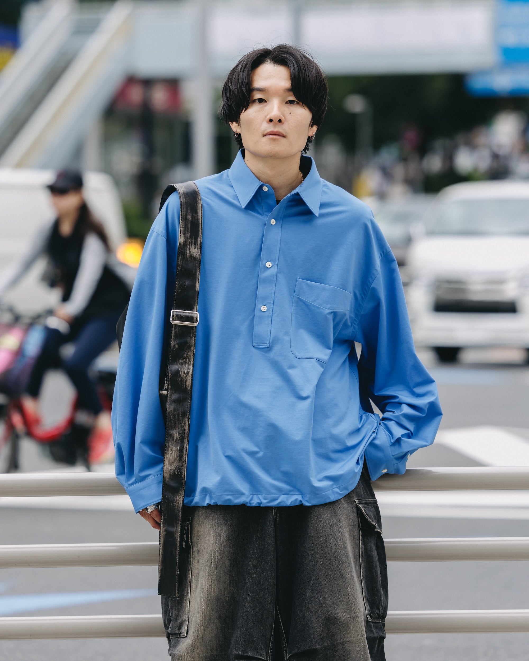 【9.27 SAT 20:00- IN STOCK】46G KNIT EVERYDAY PULLOVER L/S SHIRT (SAX BLUE)