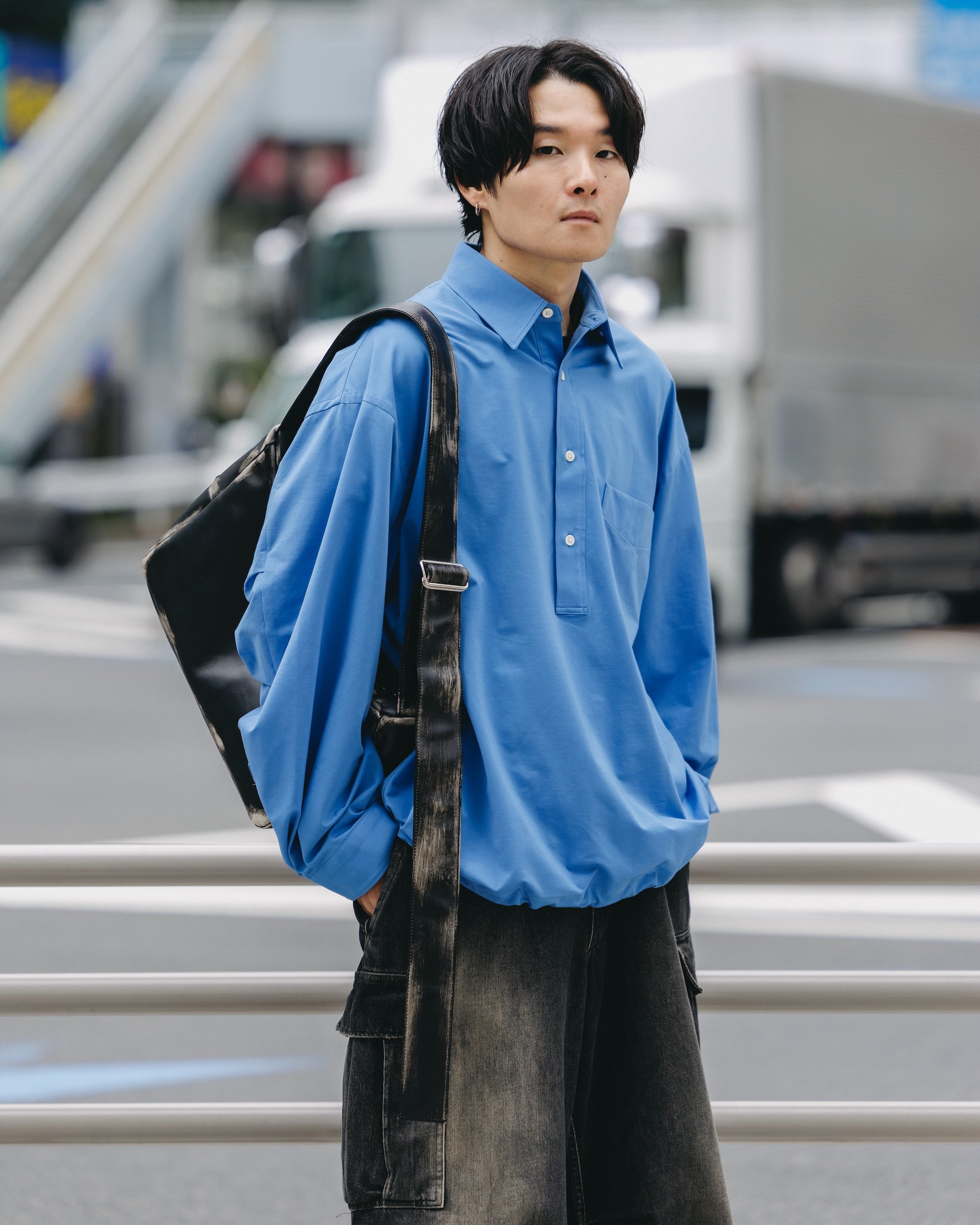 【9.27 SAT 20:00- IN STOCK】46G KNIT EVERYDAY PULLOVER L/S SHIRT (SAX BLUE)