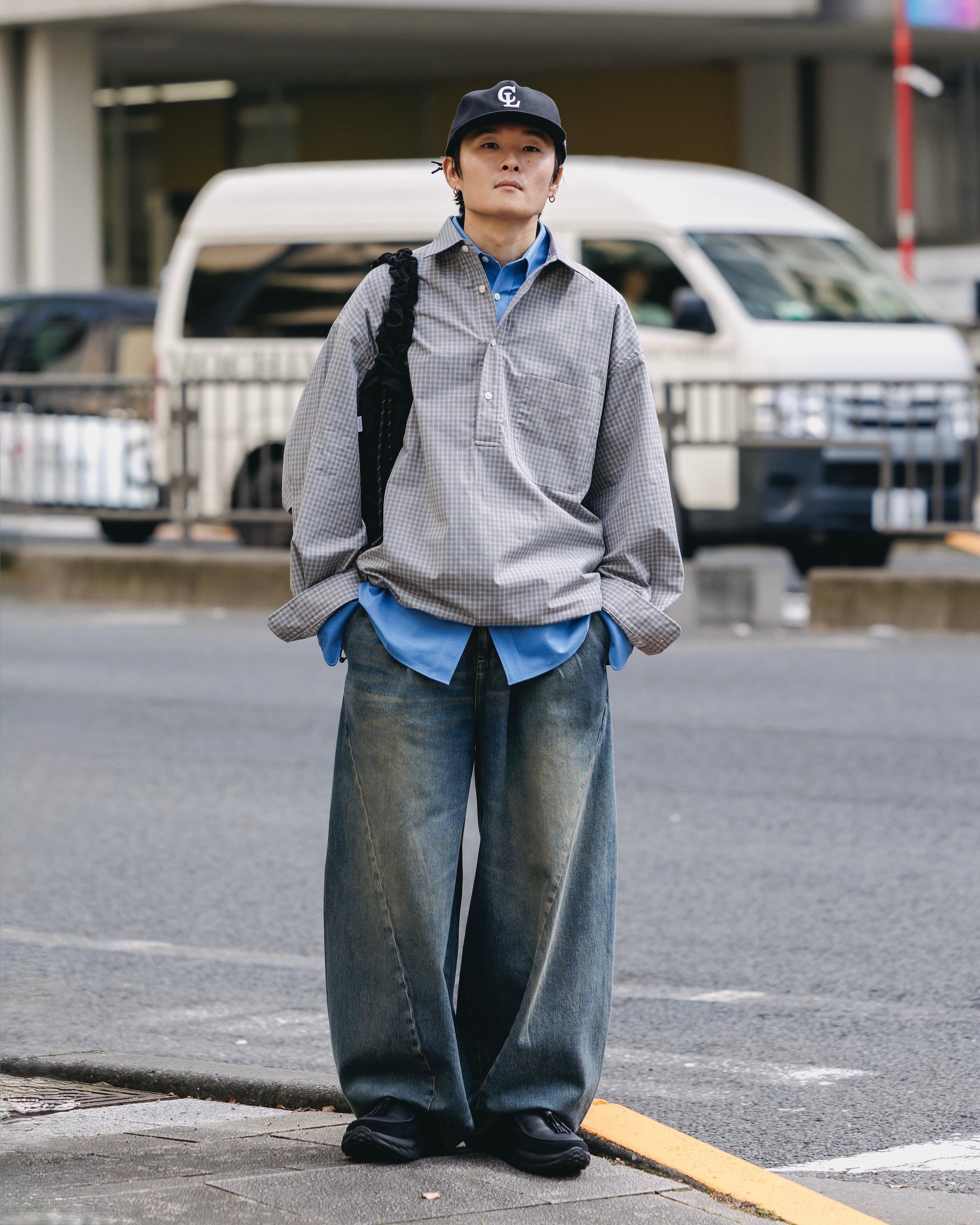 【11.8 SAT 20:00- IN STOCK】MINI PLAID L/S PULLOVER SHIRT (GRAY)