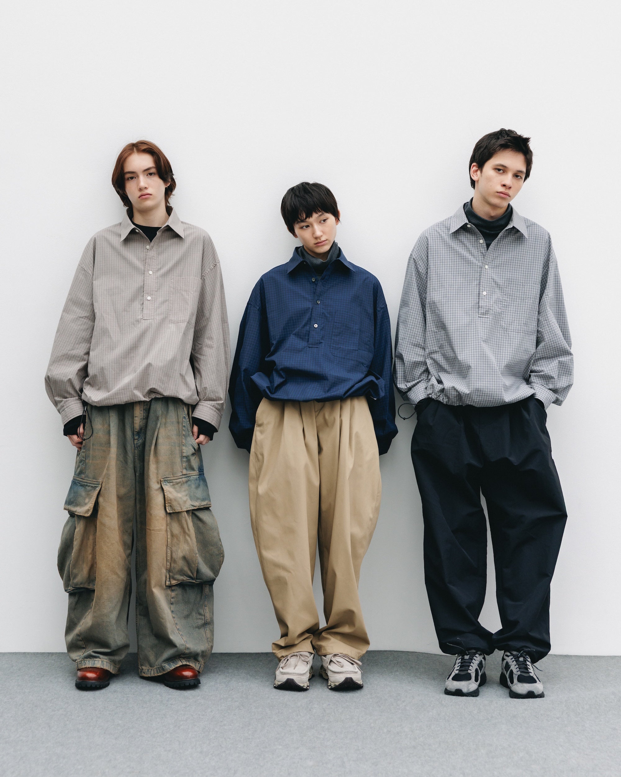 【11.8 SAT 20:00- IN STOCK】MINI PLAID L/S PULLOVER SHIRT (GRAY)