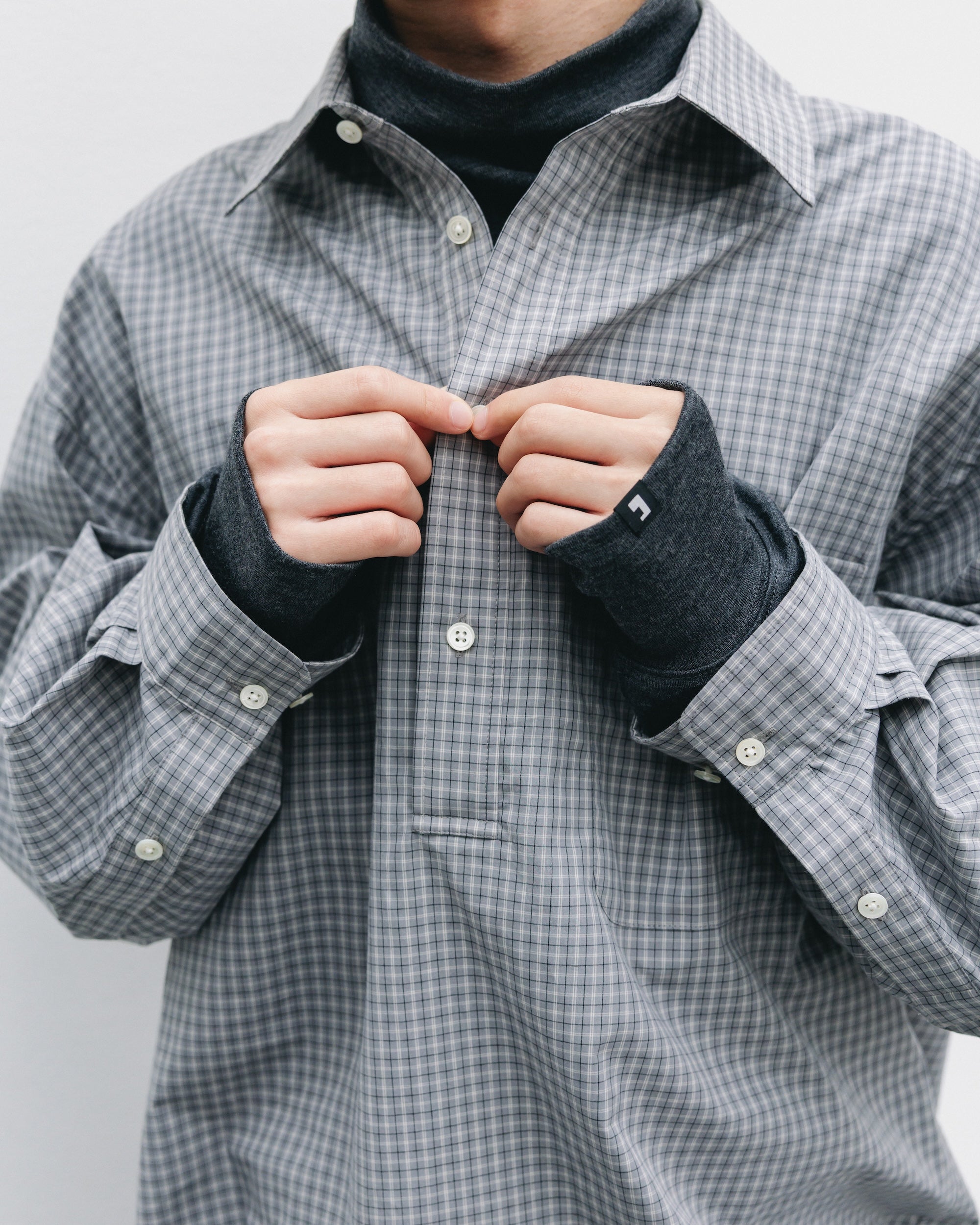 【11.8 SAT 20:00- IN STOCK】MINI PLAID L/S PULLOVER SHIRT (GRAY)