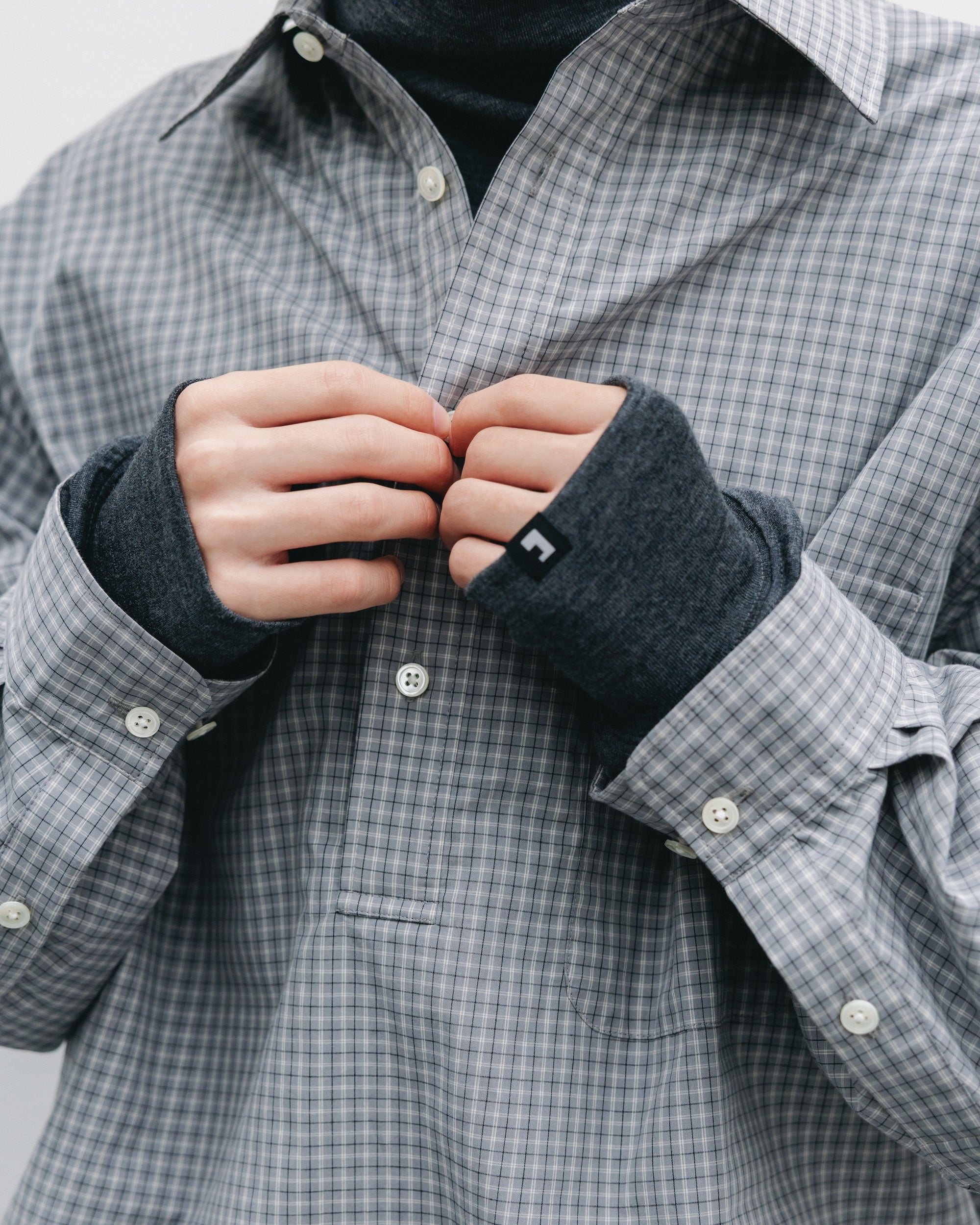 【11.8 SAT 20:00- IN STOCK】MINI PLAID L/S PULLOVER SHIRT (GRAY)