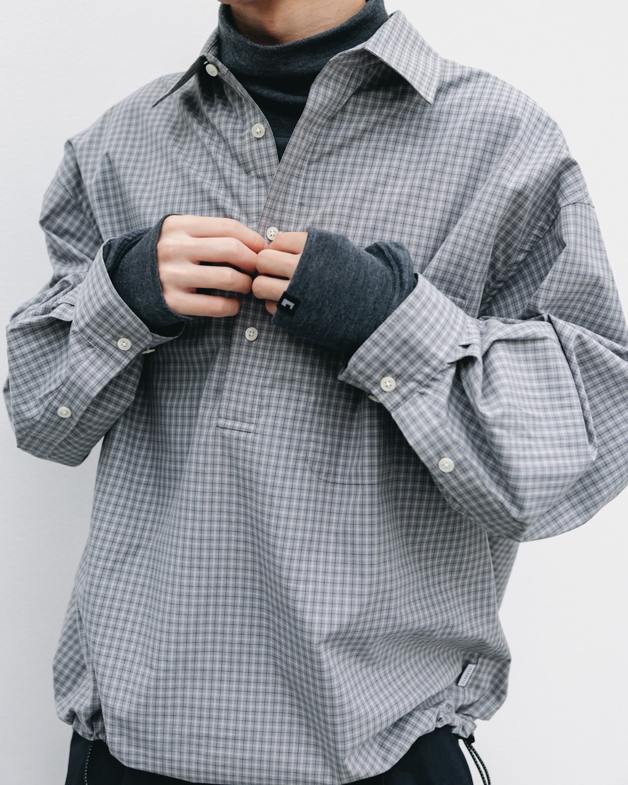 【11.8 SAT 20:00- IN STOCK】MINI PLAID L/S PULLOVER SHIRT (GRAY)