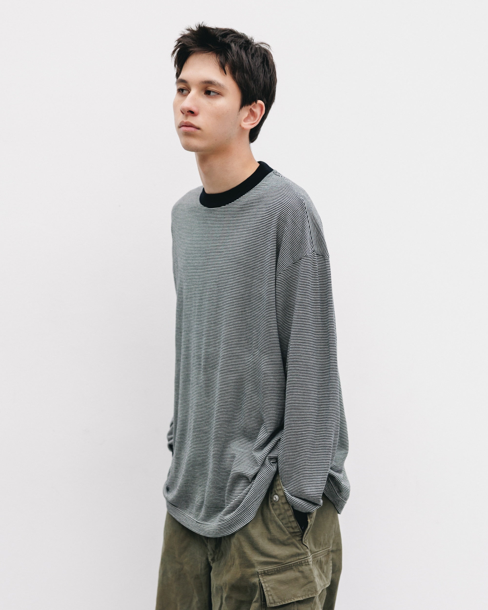 【11.12 WED 20:00- IN STOCK】WOOL BORDER L/S T-SHIRT (BLACK×WHITE)
