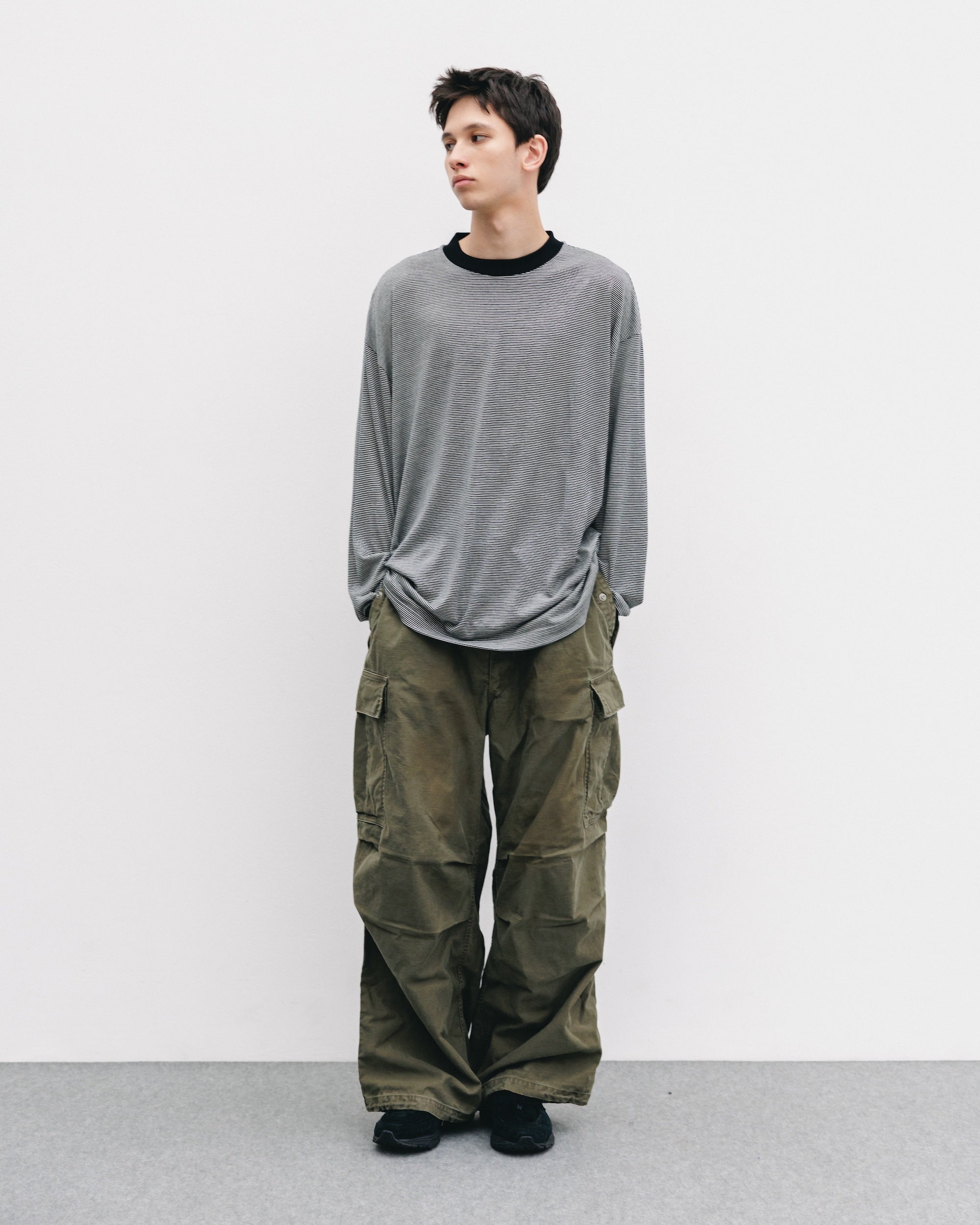 【11.12 WED 20:00- IN STOCK】WOOL BORDER L/S T-SHIRT (BLACK×WHITE)