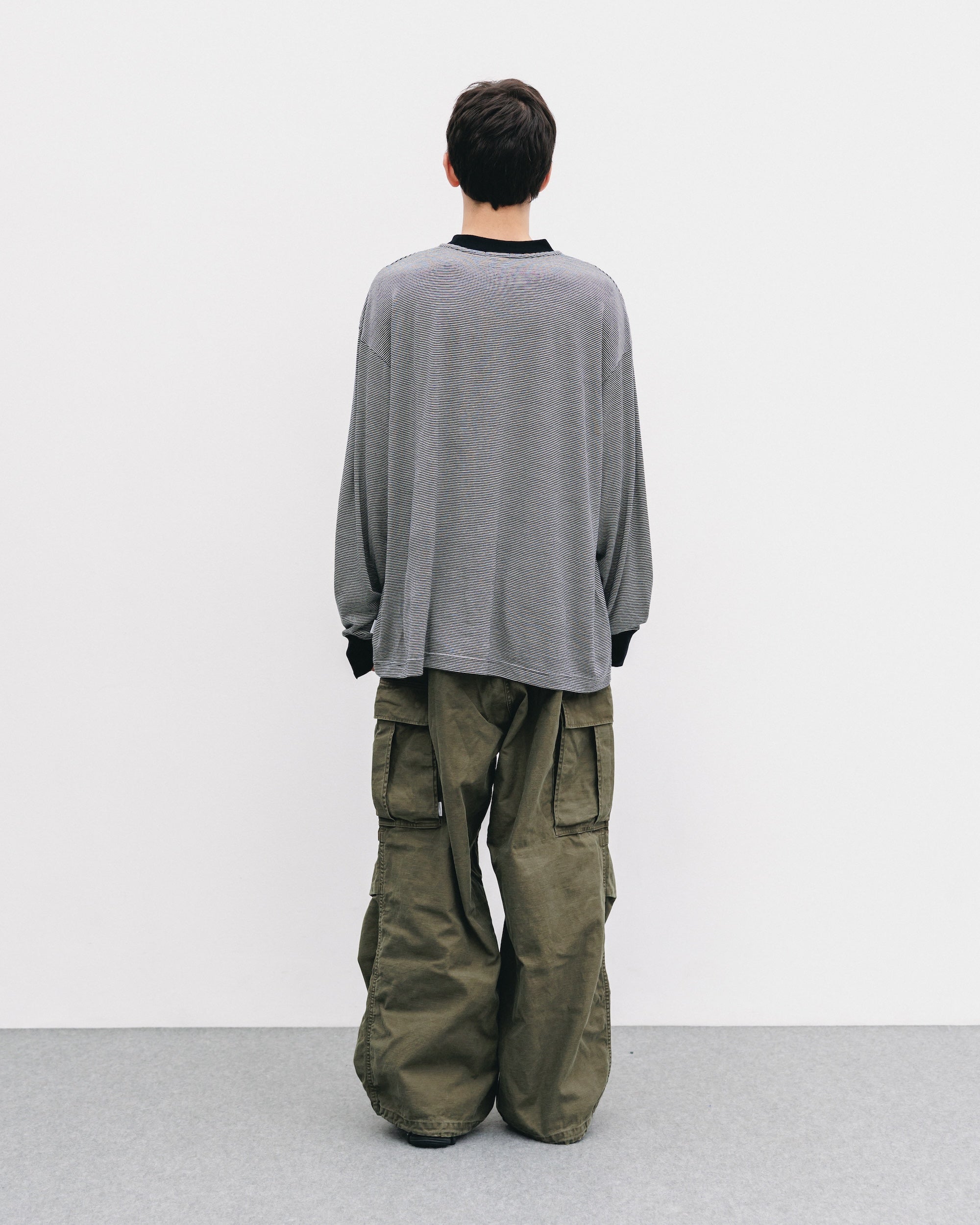 CLESSTE LESS L/S T-SHIRT ロングスリーブ サイズ1 WOOL BORDER L/S T-SHIRT (BLACK×WHITE)