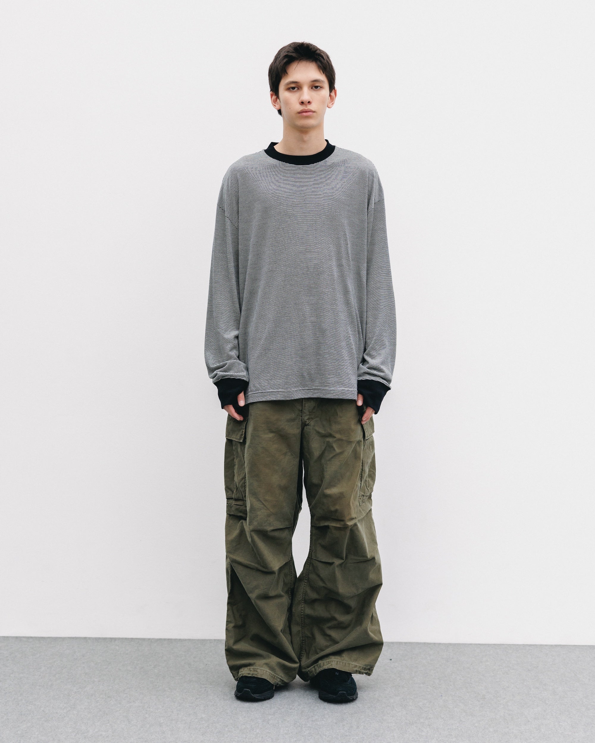 【11.12 WED 20:00- IN STOCK】WOOL BORDER L/S T-SHIRT (BLACK×WHITE)