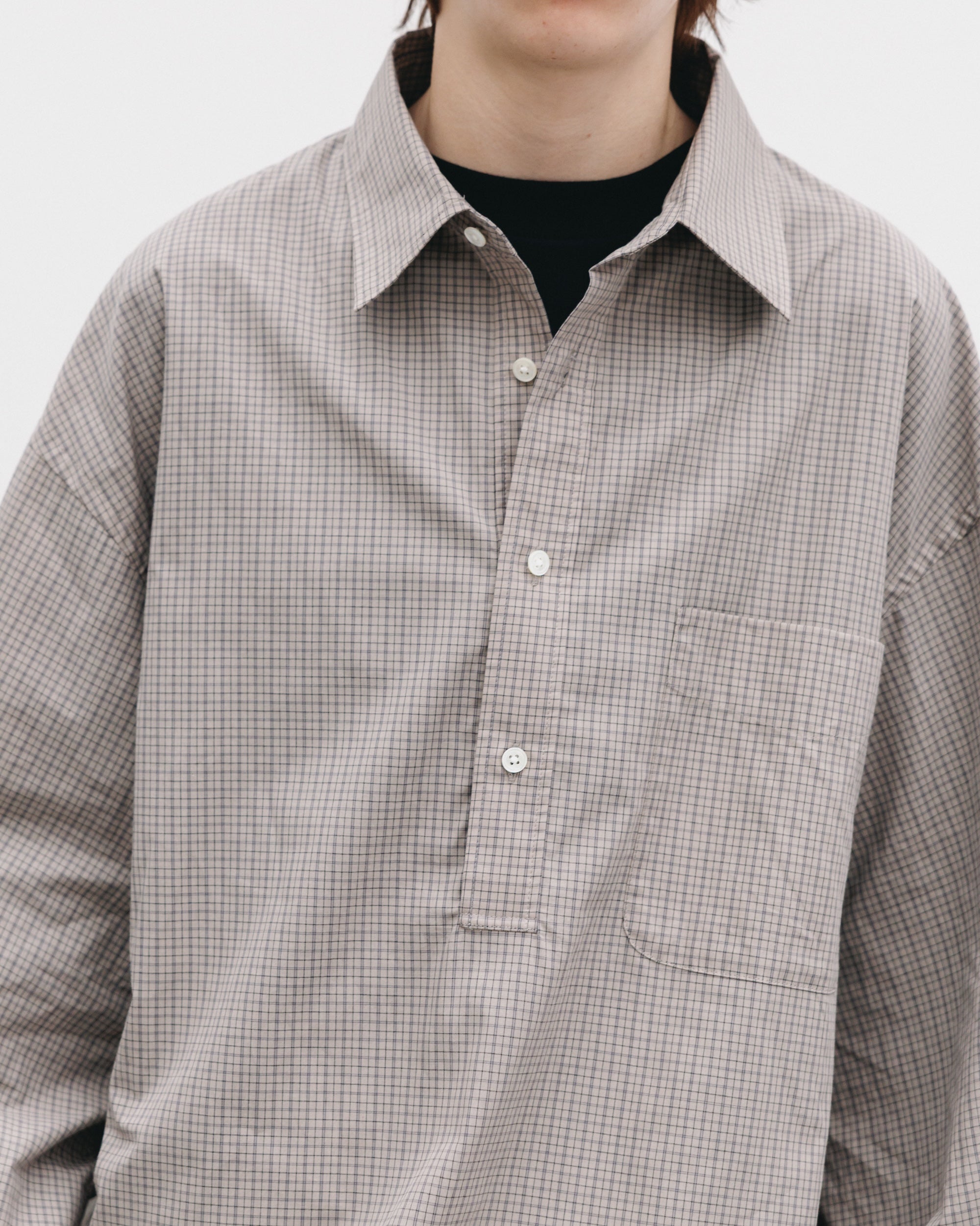 【11.8 SAT 20:00- IN STOCK】MINI PLAID L/S PULLOVER SHIRT (BEIGE)