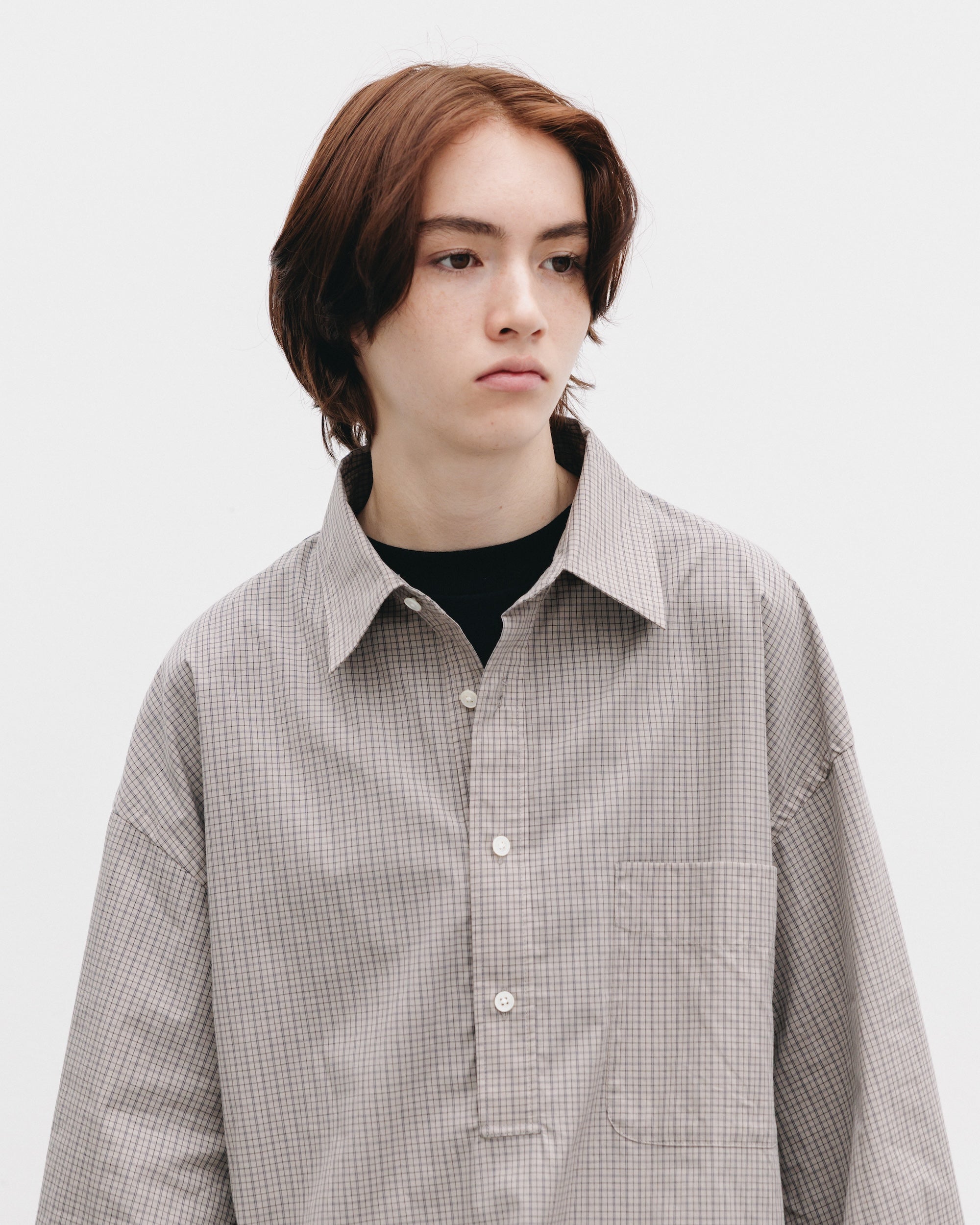 【11.8 SAT 20:00- IN STOCK】MINI PLAID L/S PULLOVER SHIRT (BEIGE)