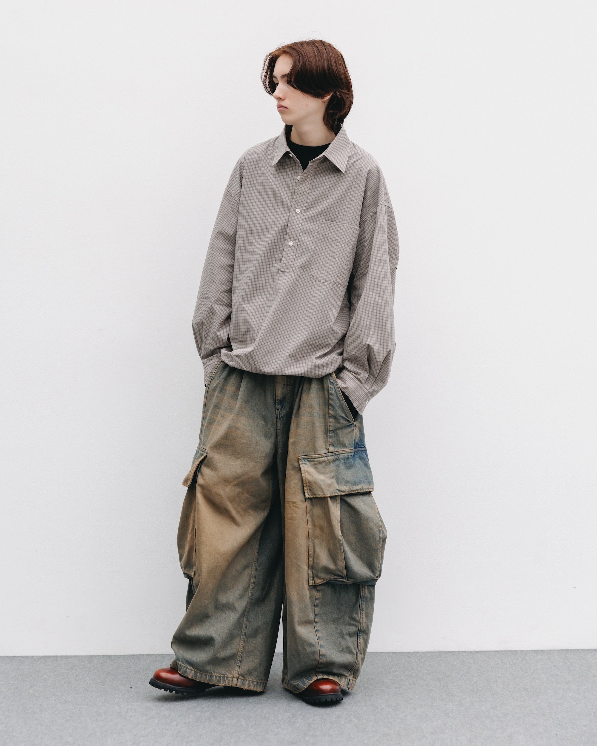 【11.8 SAT 20:00- IN STOCK】MINI PLAID L/S PULLOVER SHIRT (BEIGE)