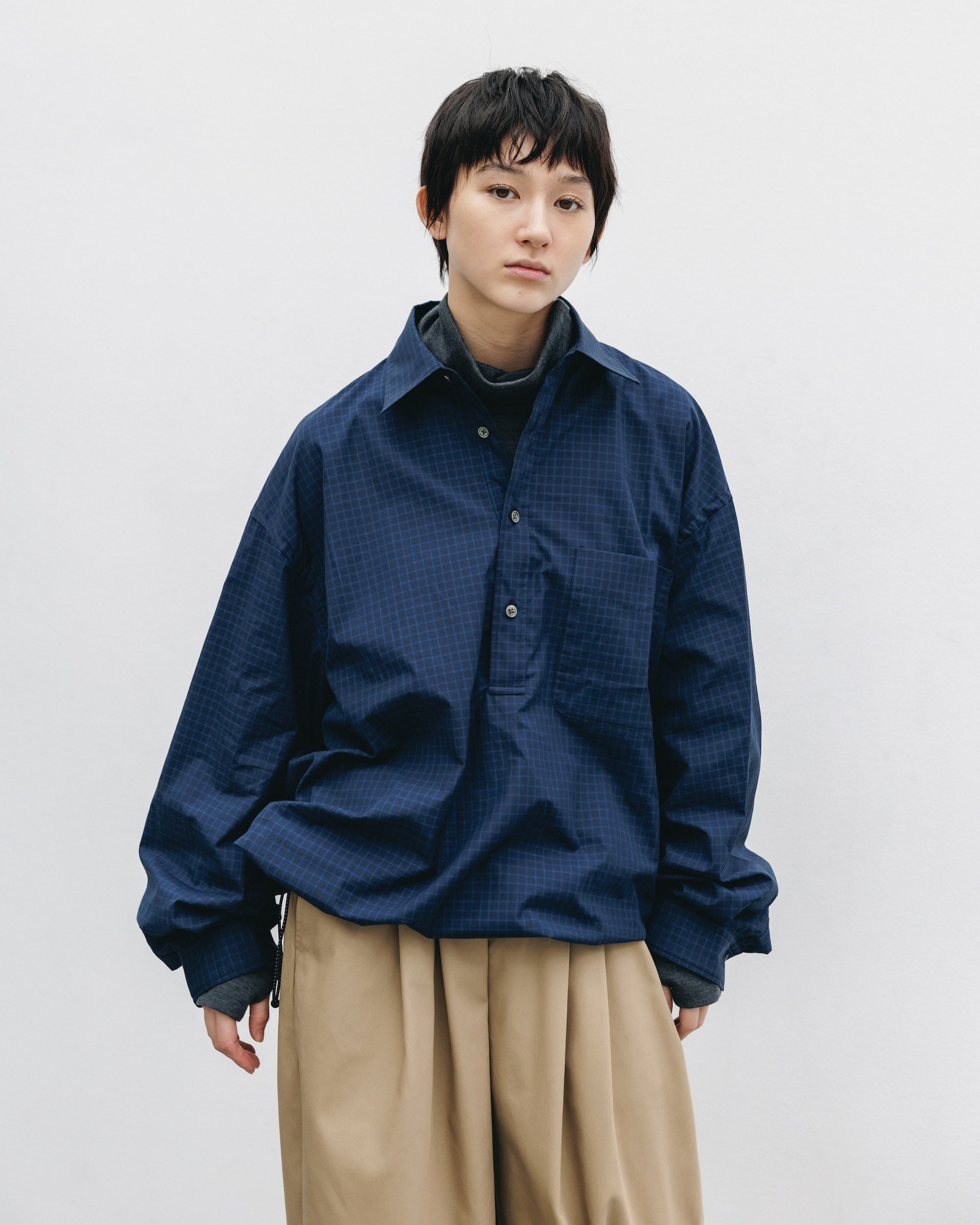 MINI PLAID L/S PULLOVER SHIRT (NAVY)