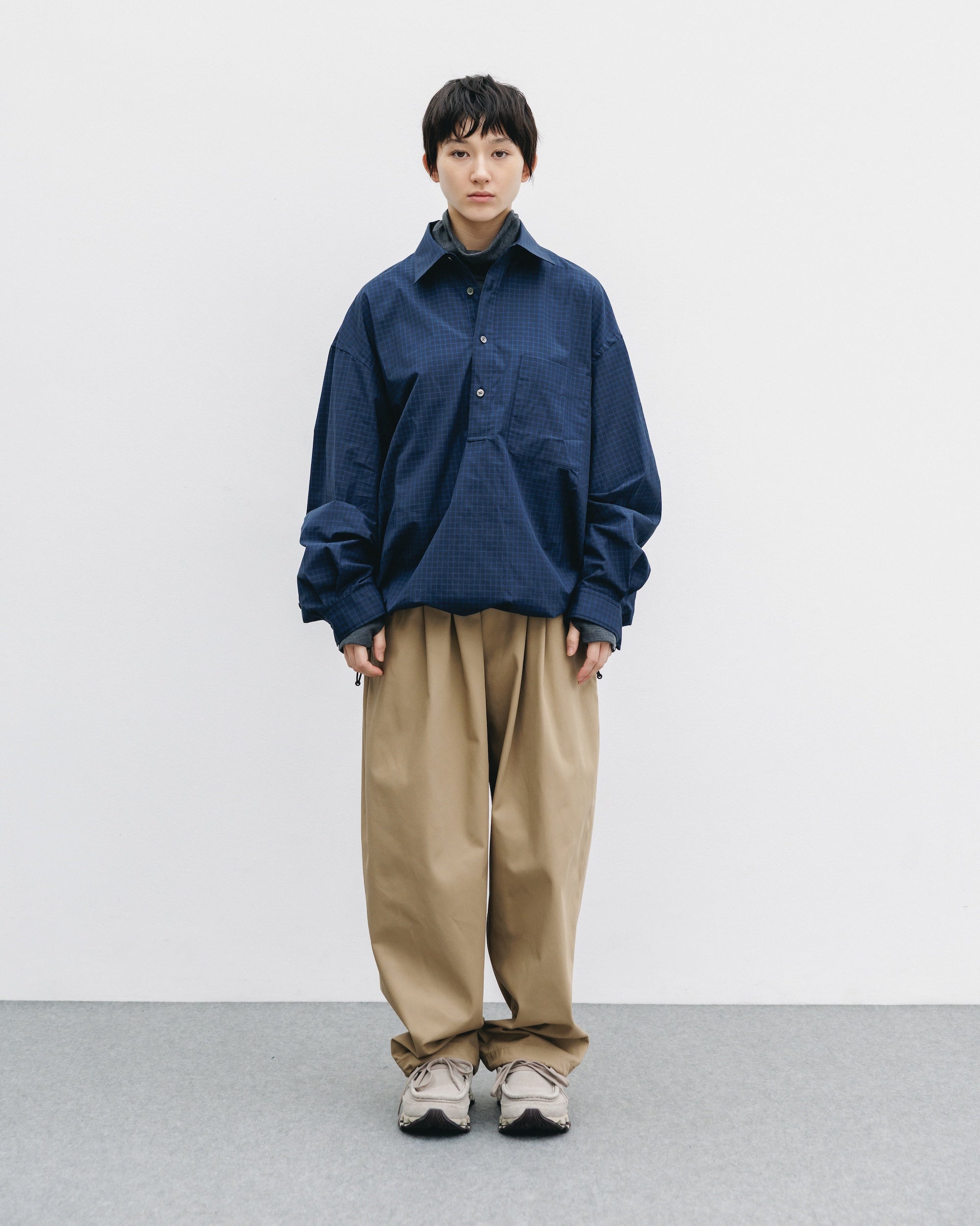 MINI PLAID L/S PULLOVER SHIRT (NAVY)