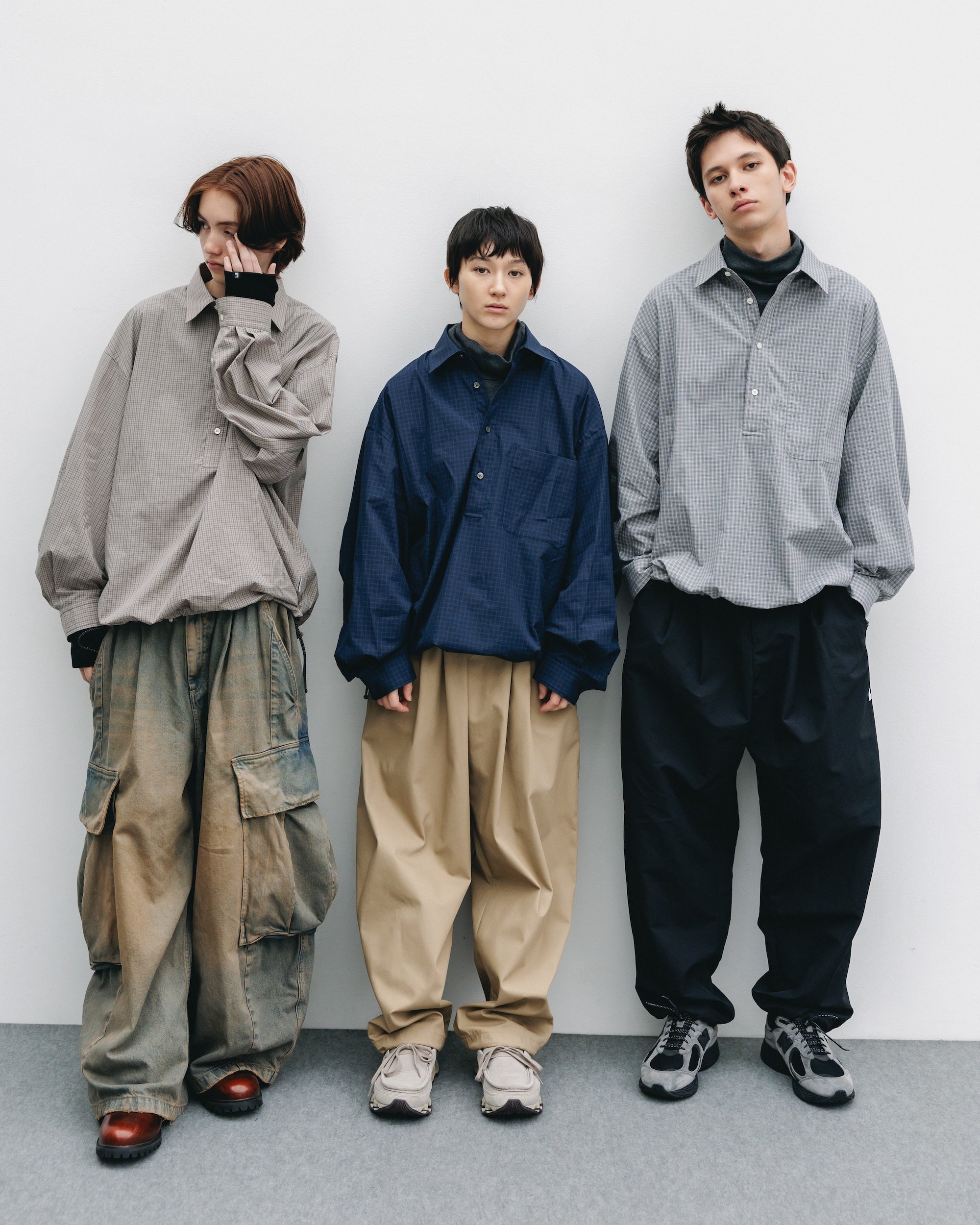 【11.8 SAT 20:00- IN STOCK】MINI PLAID L/S PULLOVER SHIRT (GRAY)