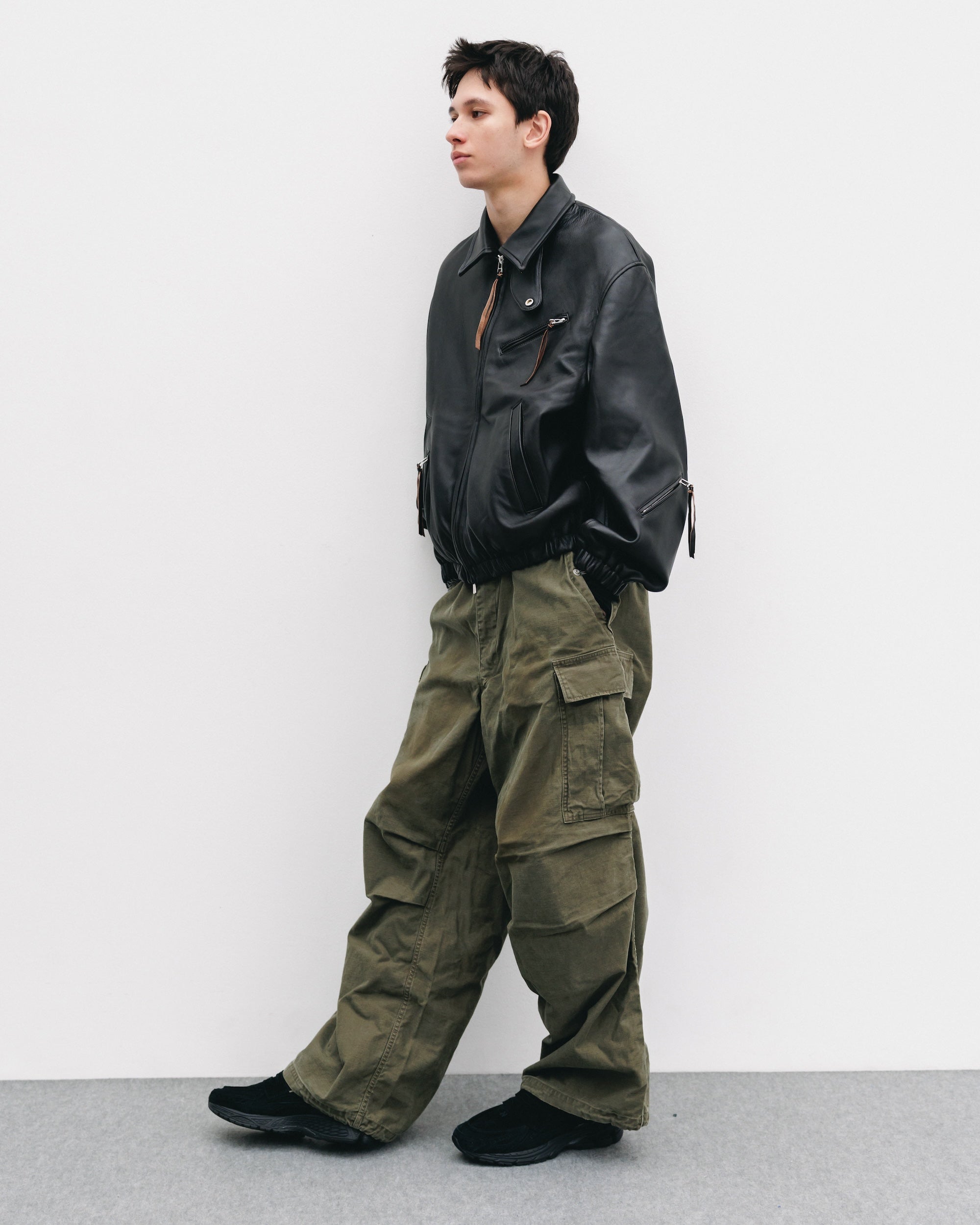 【11.1 SAT 20:00- IN STOCK】SHEEP LEATHER UTILITY JACKET (BLACK)